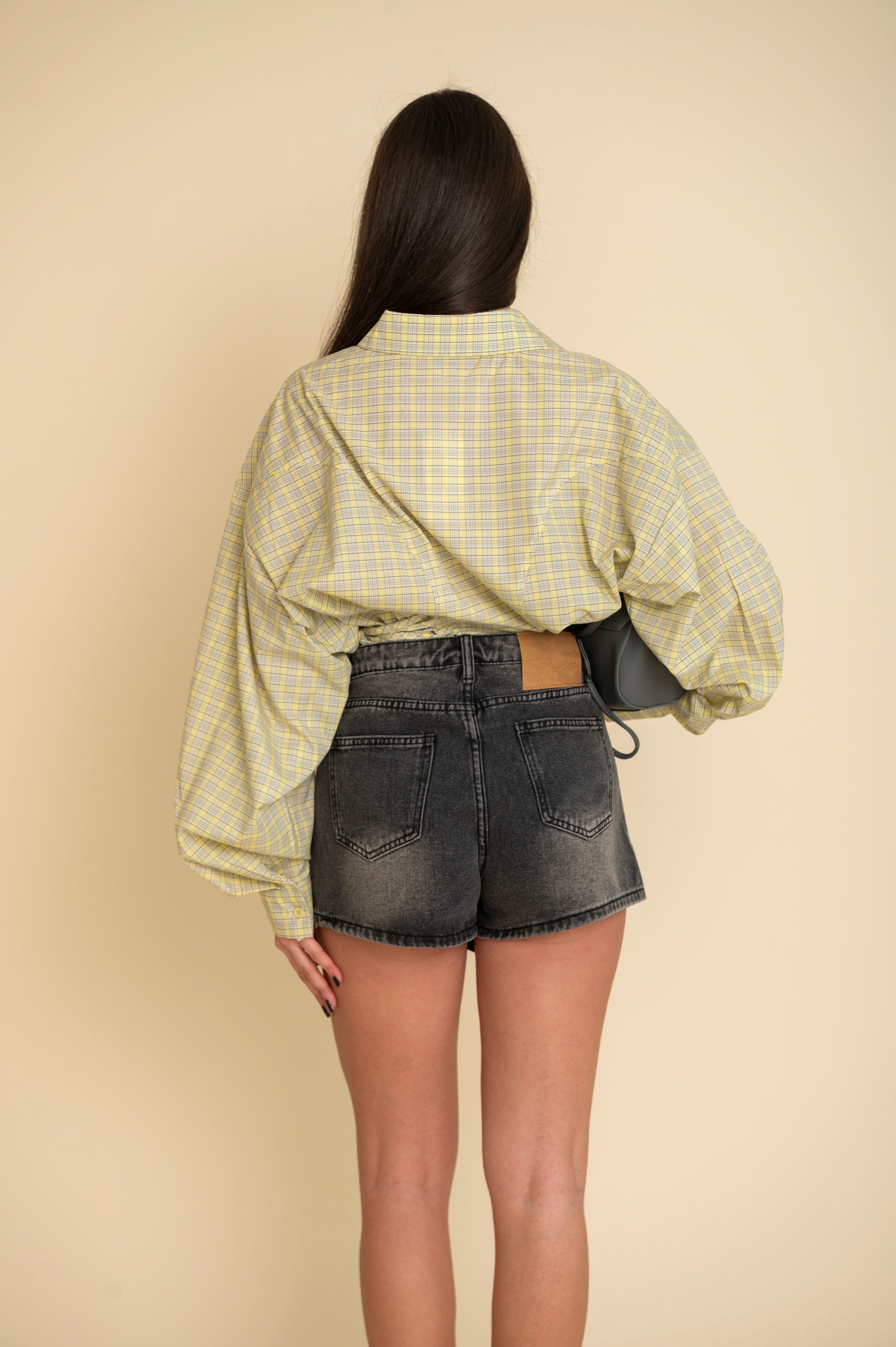 Camicia a quadri con stringhe yellow
