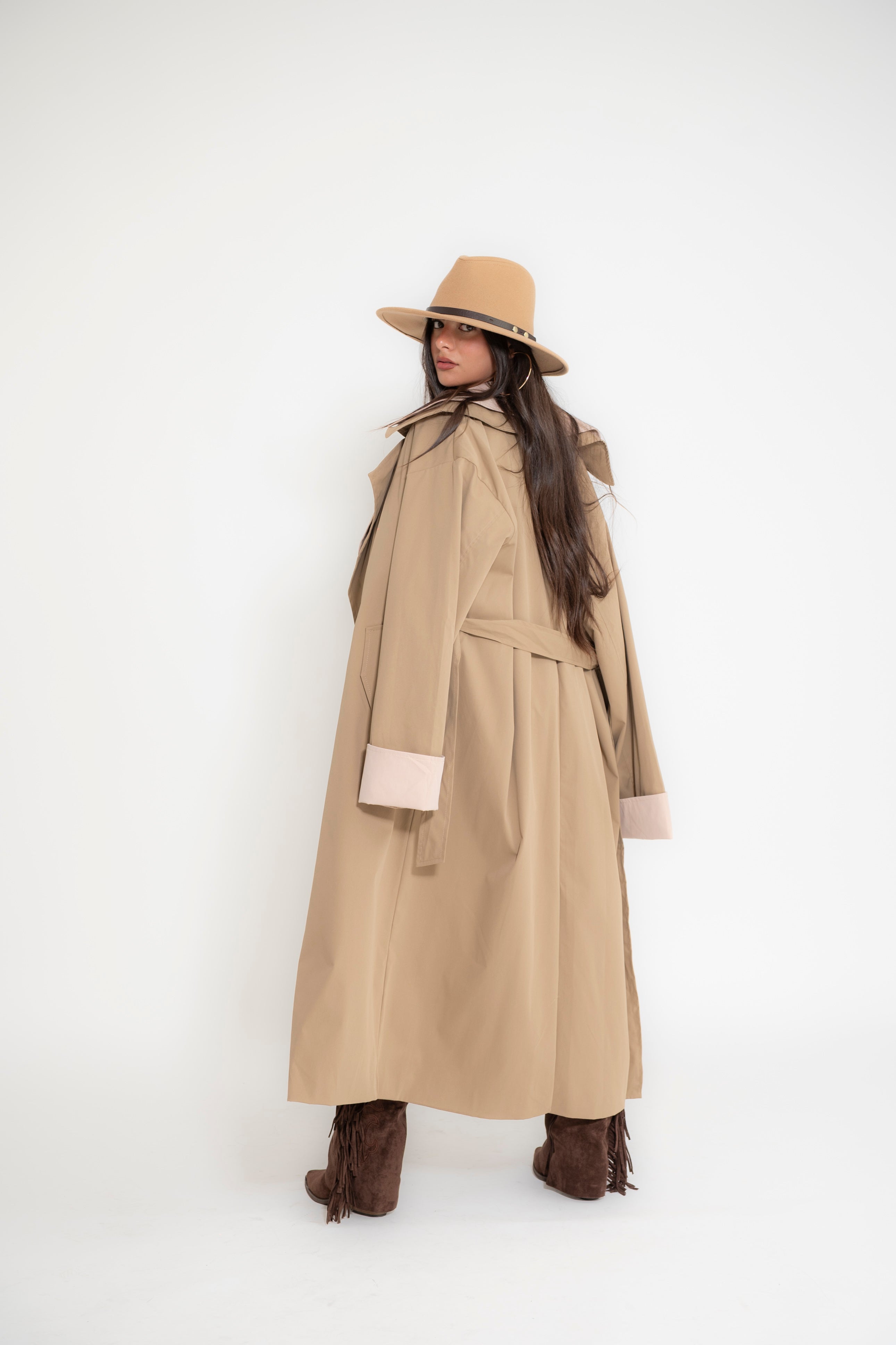 Trench bicolore camel