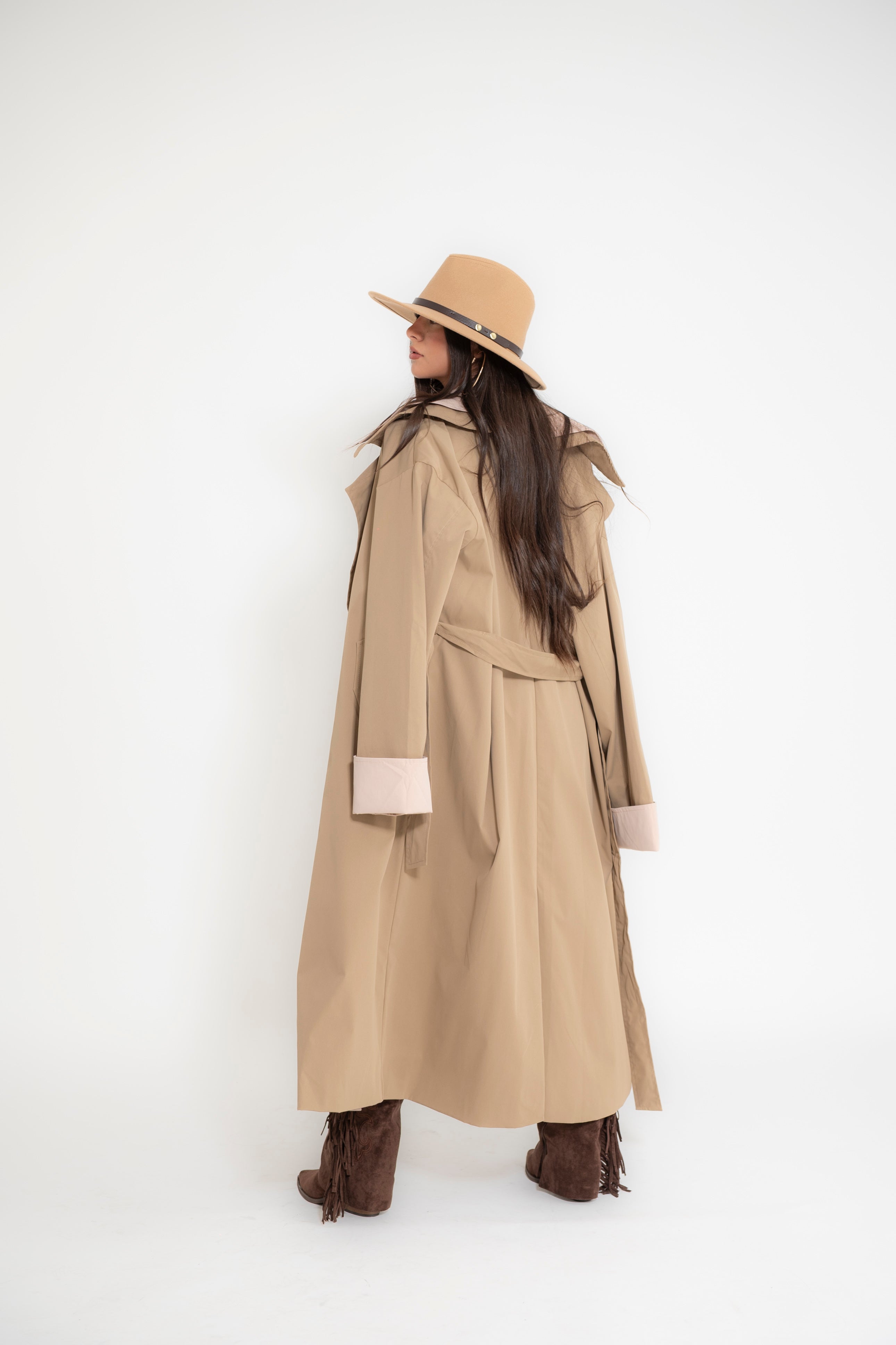 Trench bicolore camel