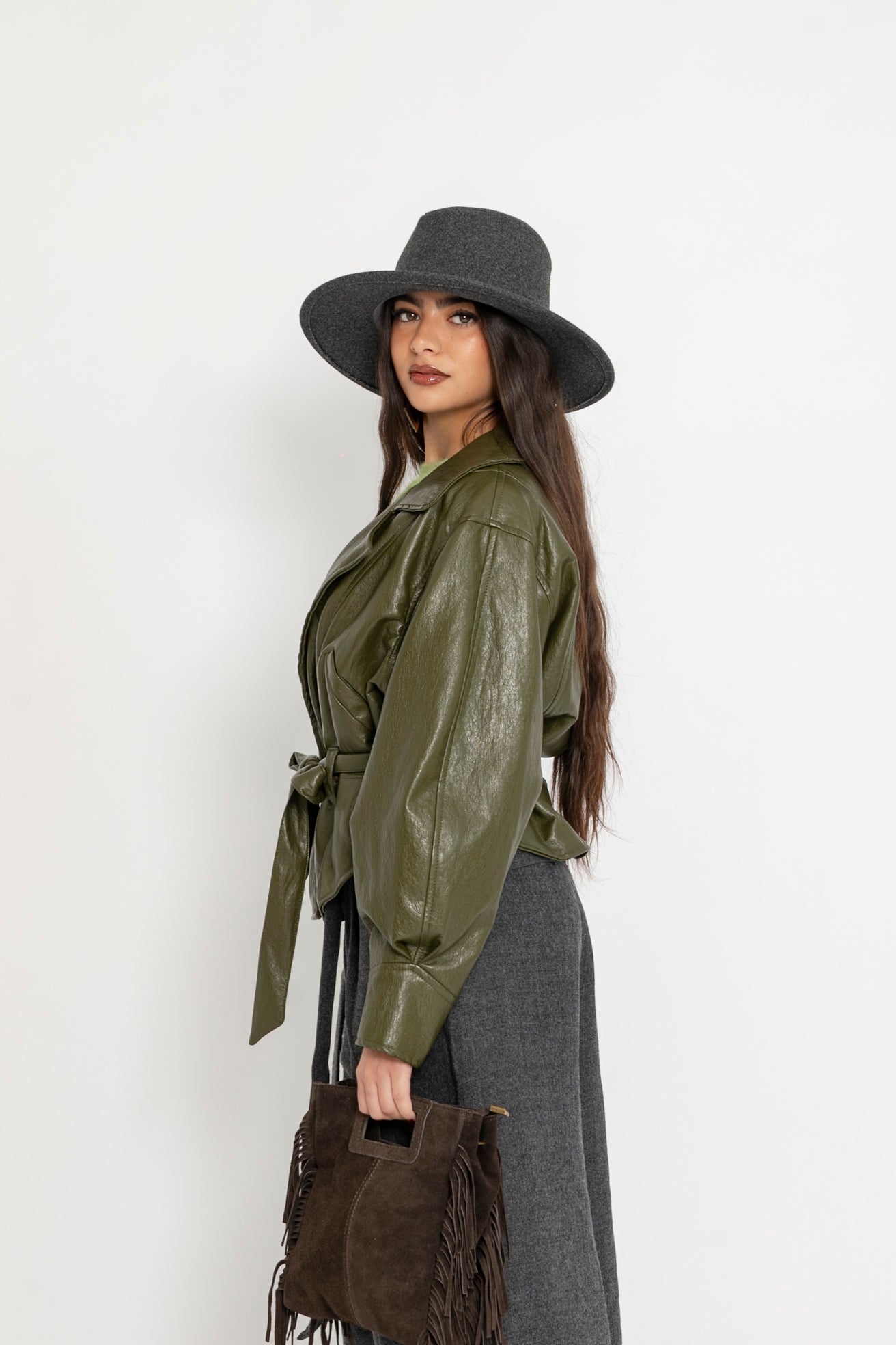 Giubbino in ecopelle green