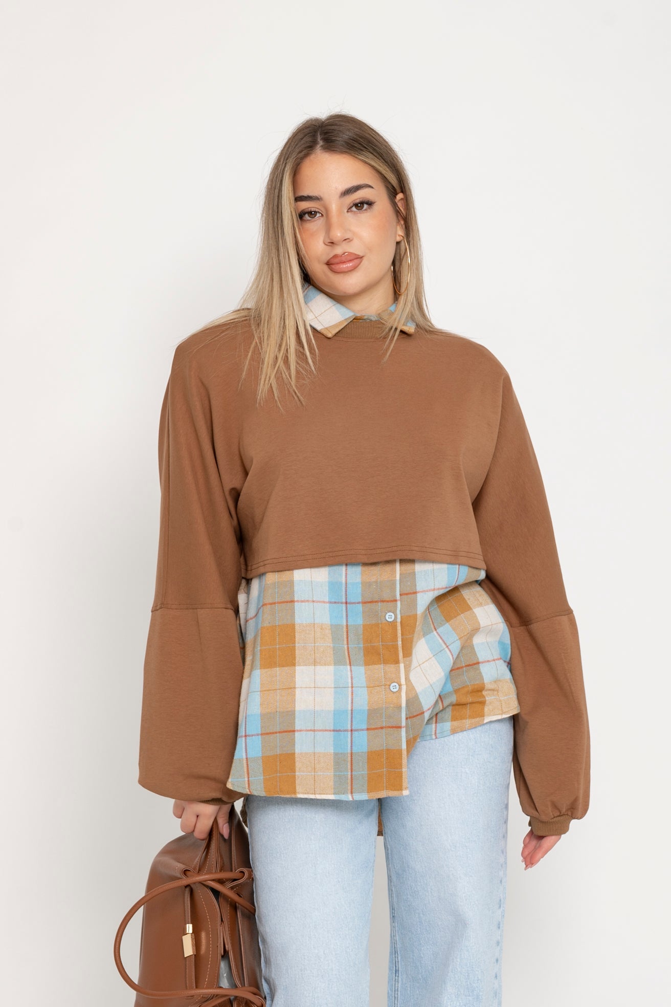 Felpa crop con spalline