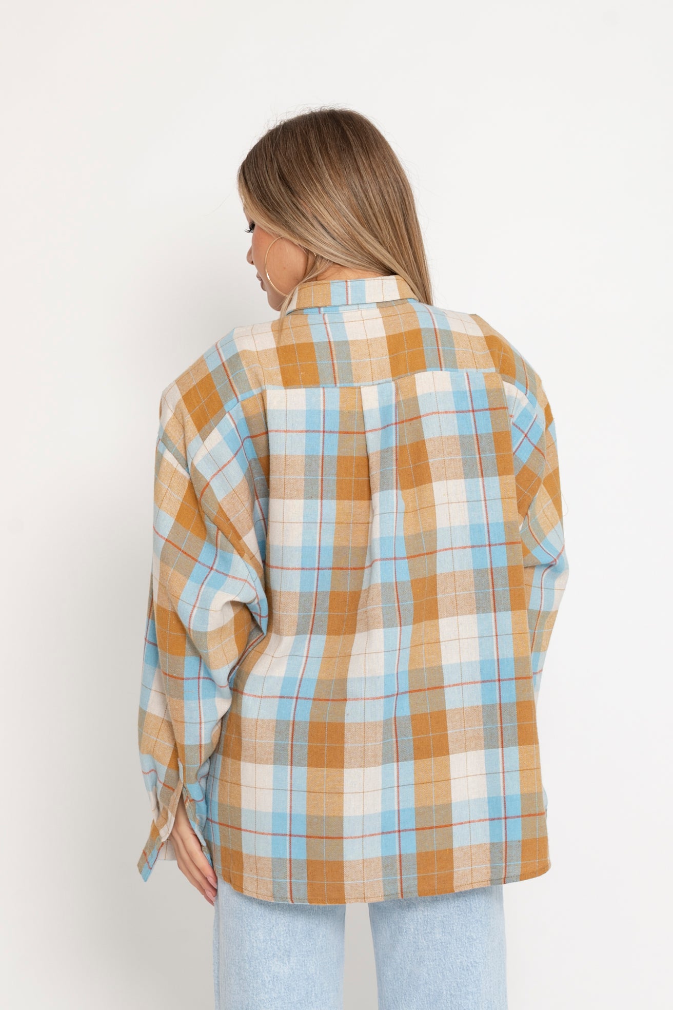 Camicia quadroni celeste