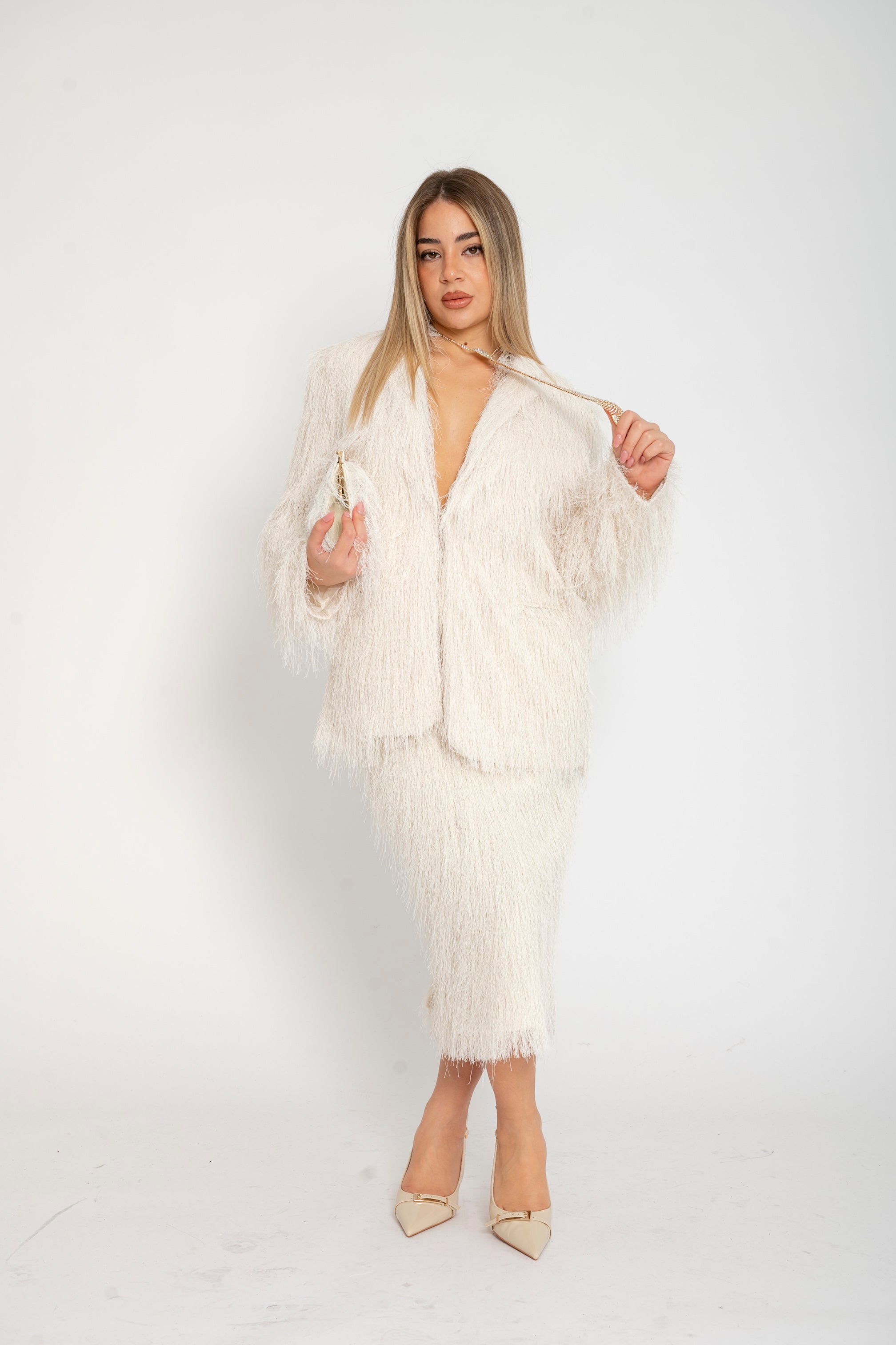 Tailleur con gonna Lumina panna