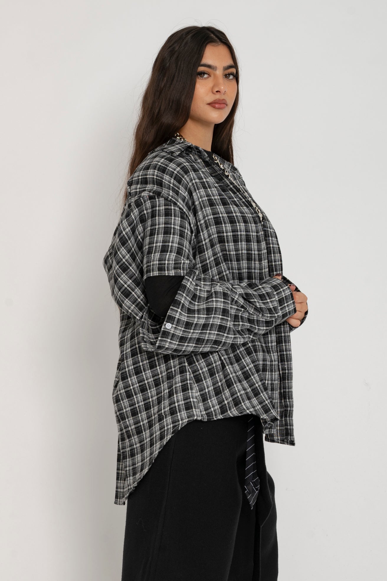 Camicia in flanella con apertura