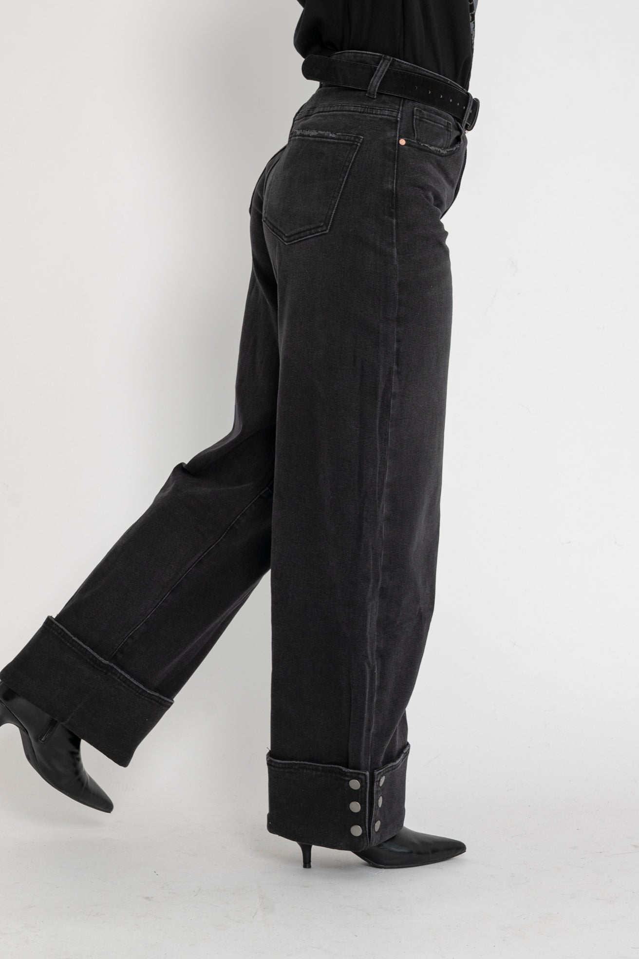 Jeans palazzo con piega black