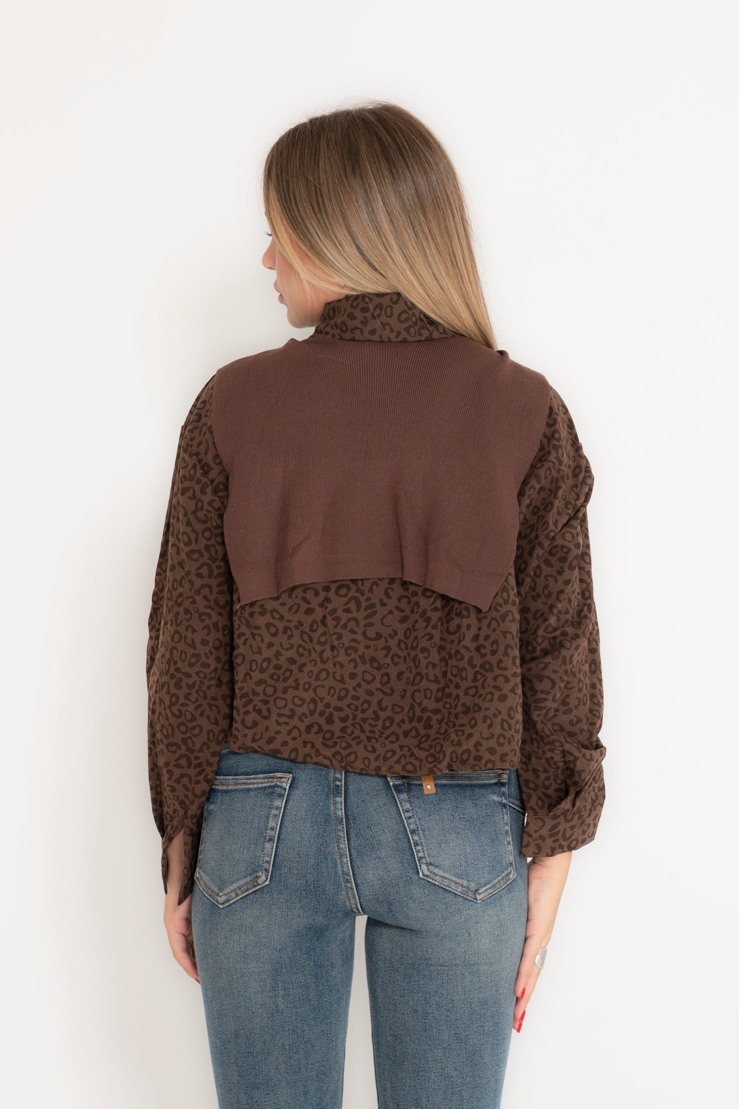 Camicia crop animalier