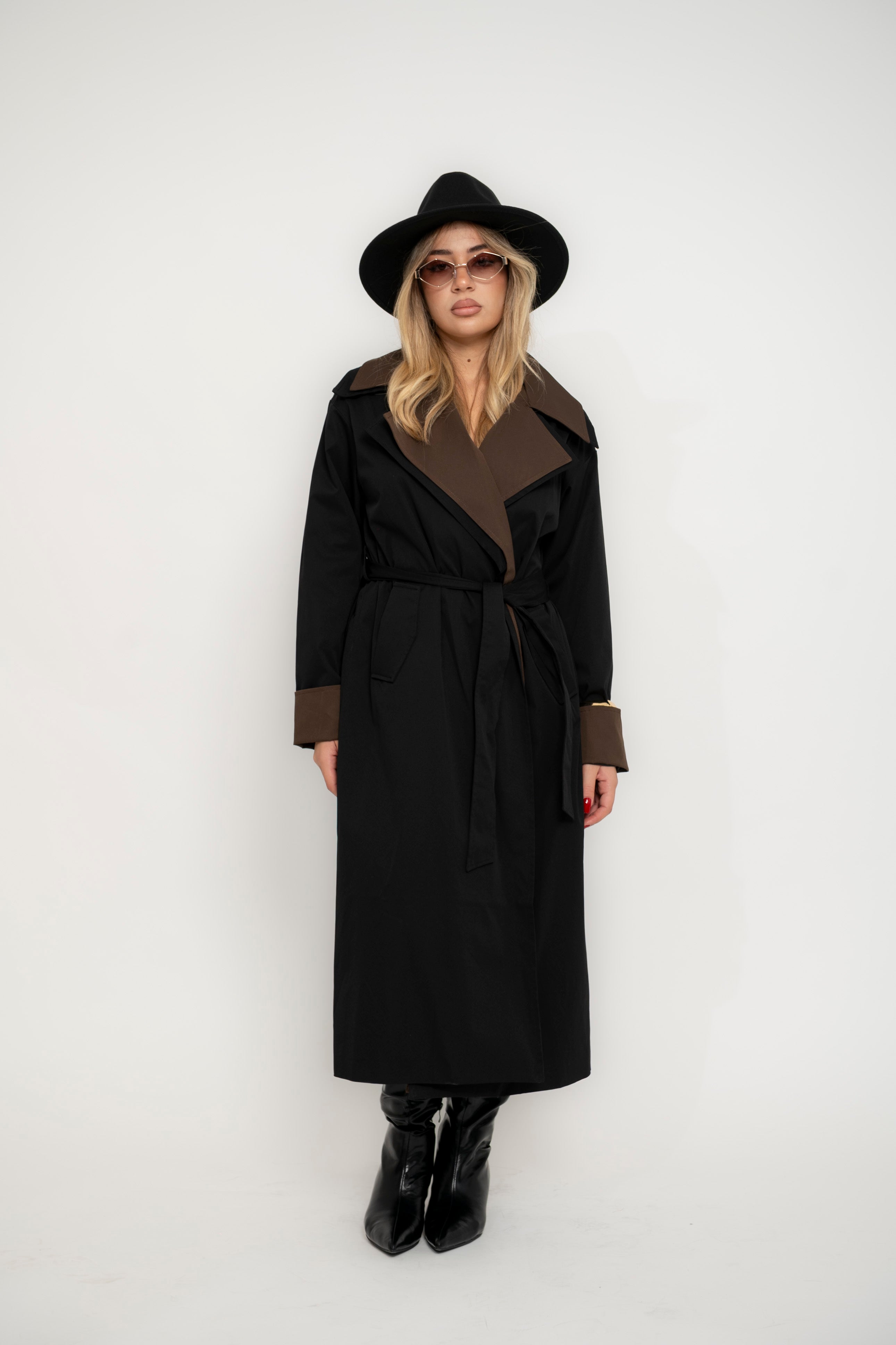 Trench bicolore nero