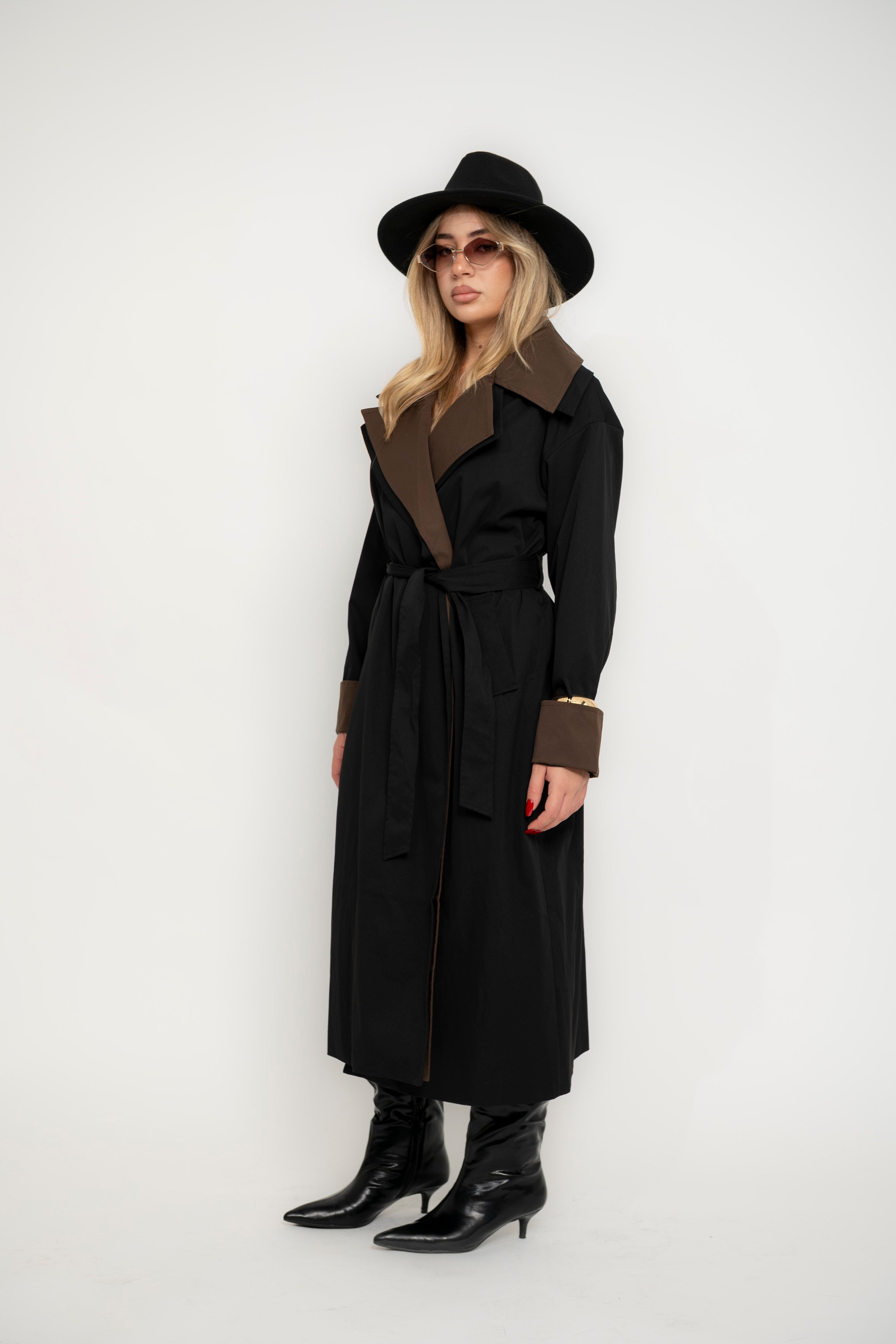 Trench bicolore nero