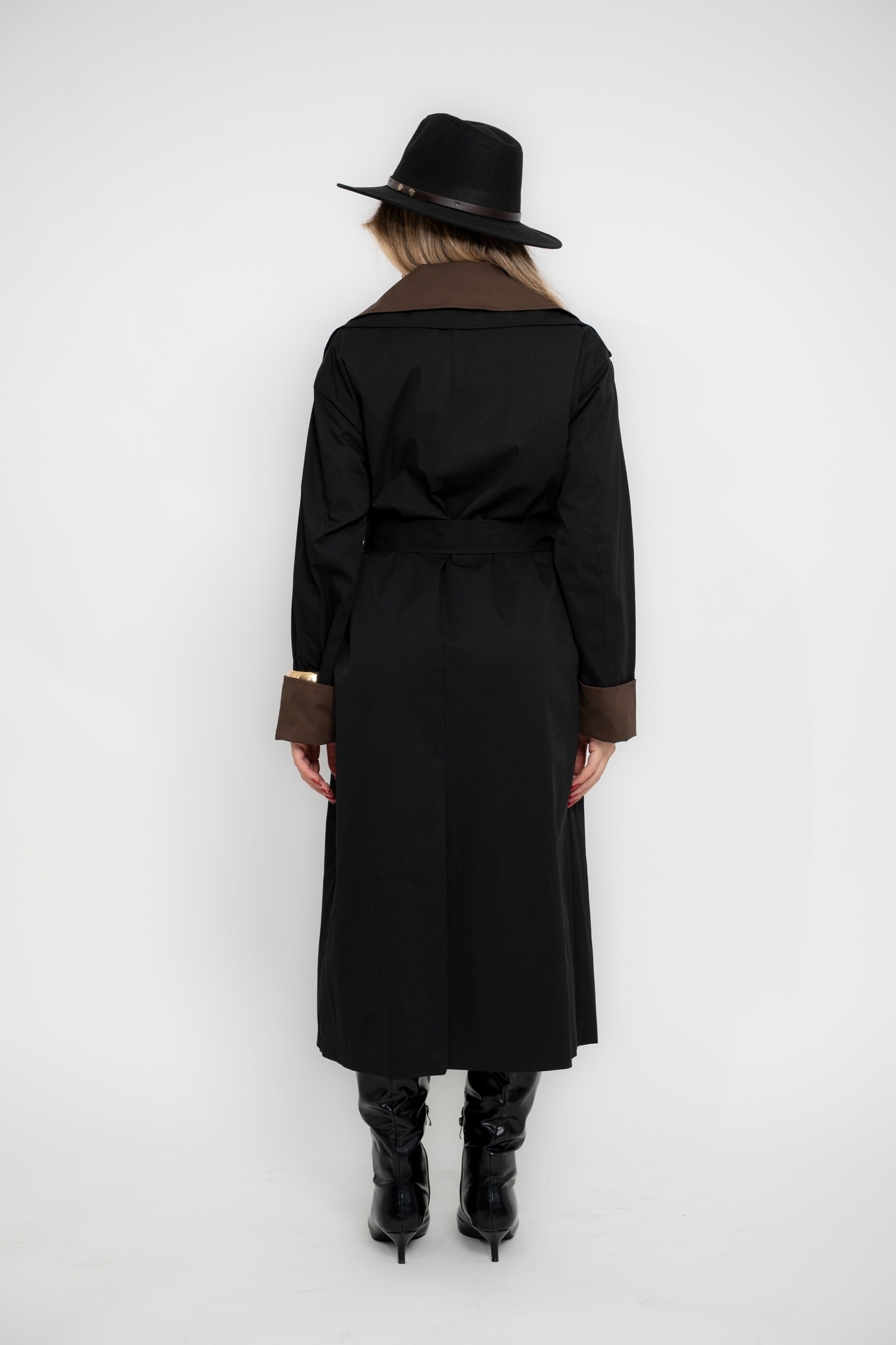 Trench bicolore nero