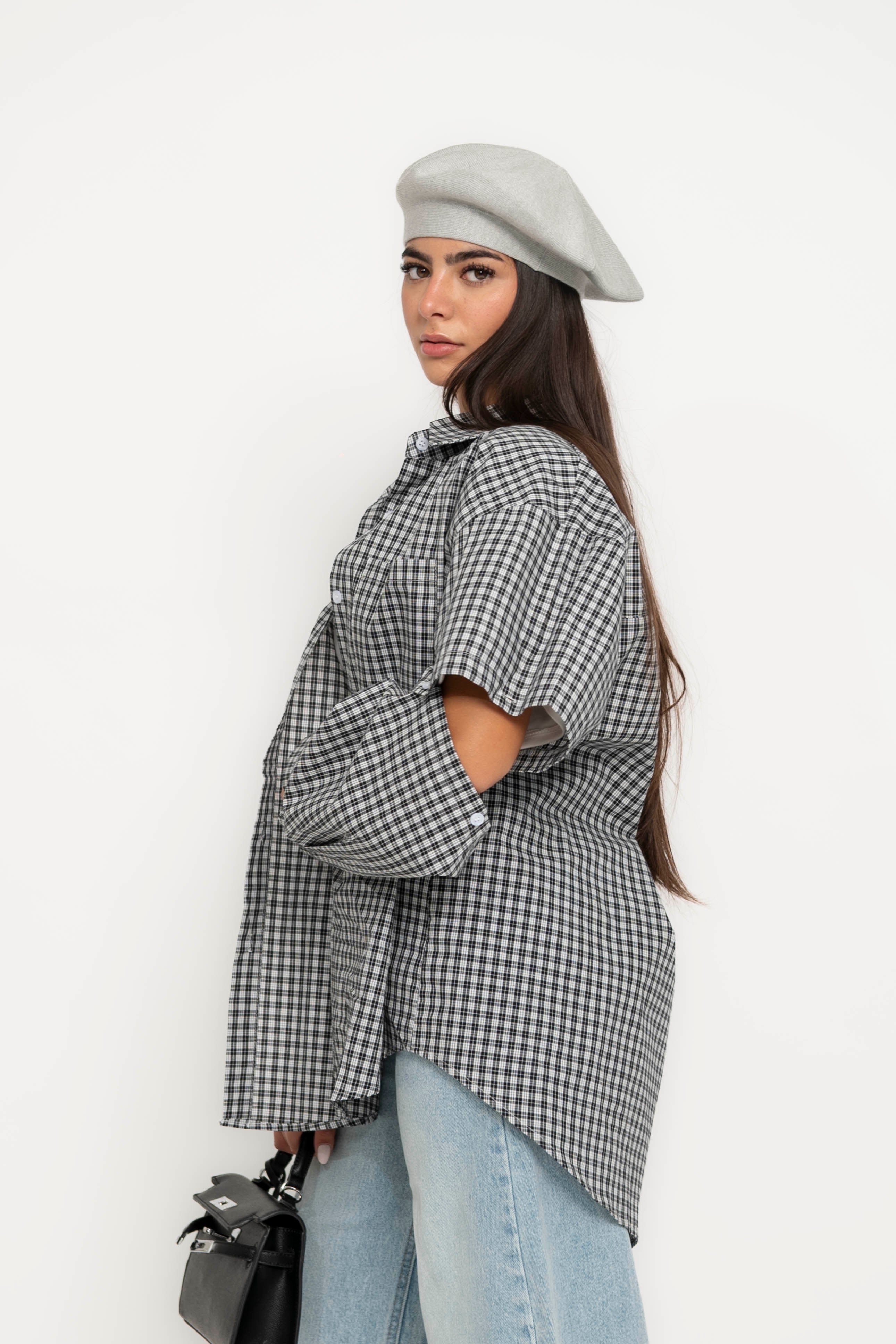 Camicia oversize con apertura nero