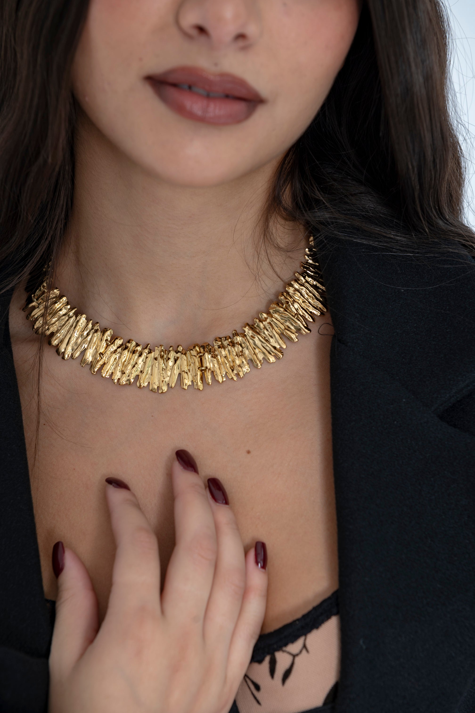 Girocollo rigato gold