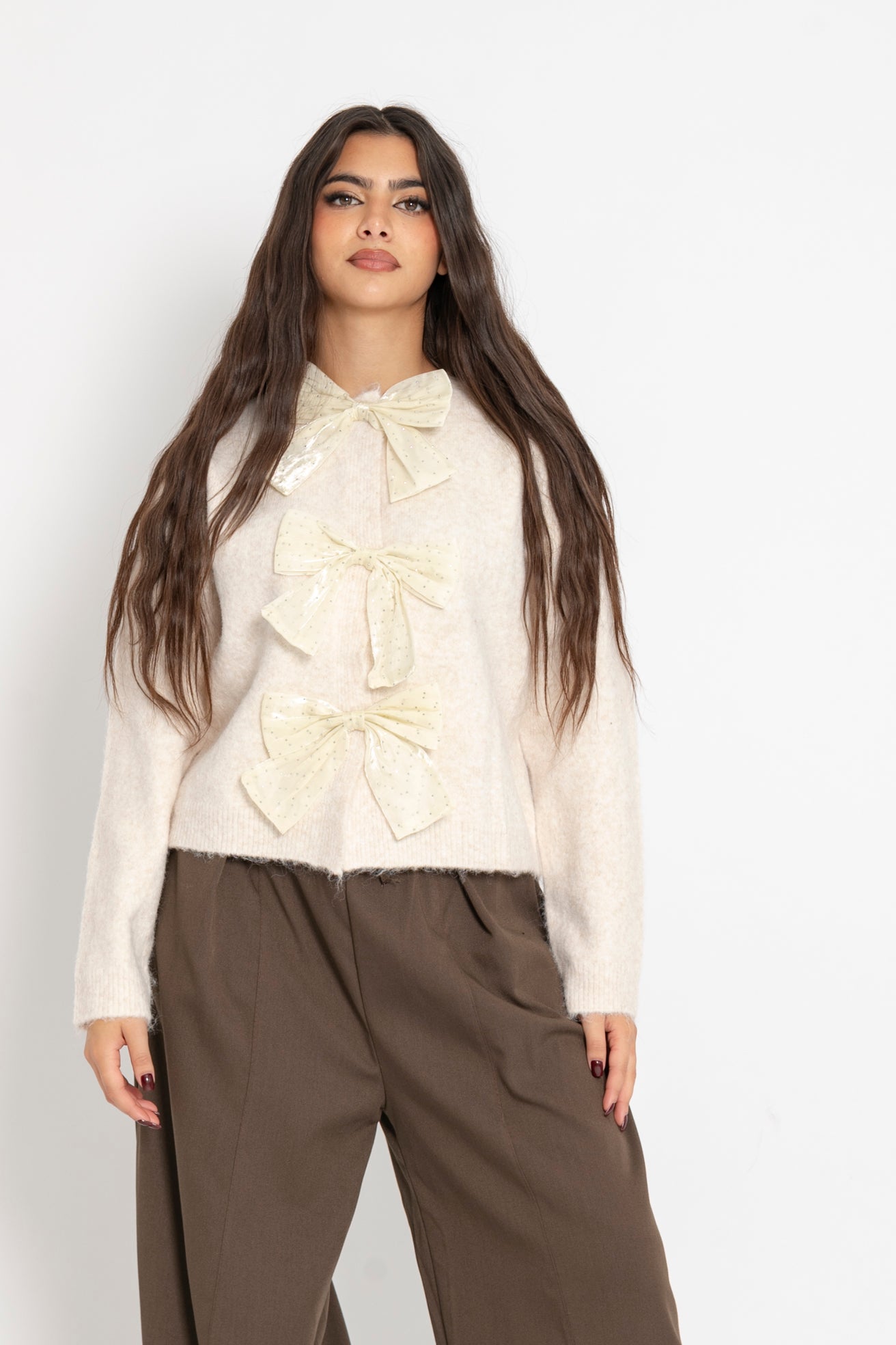 Cardigan con fiocchi strass