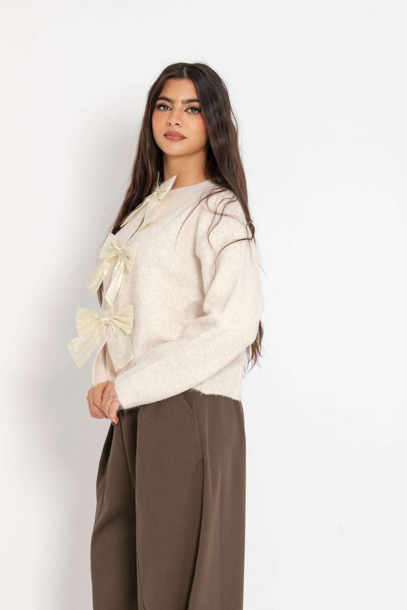 Cardigan con fiocchi strass