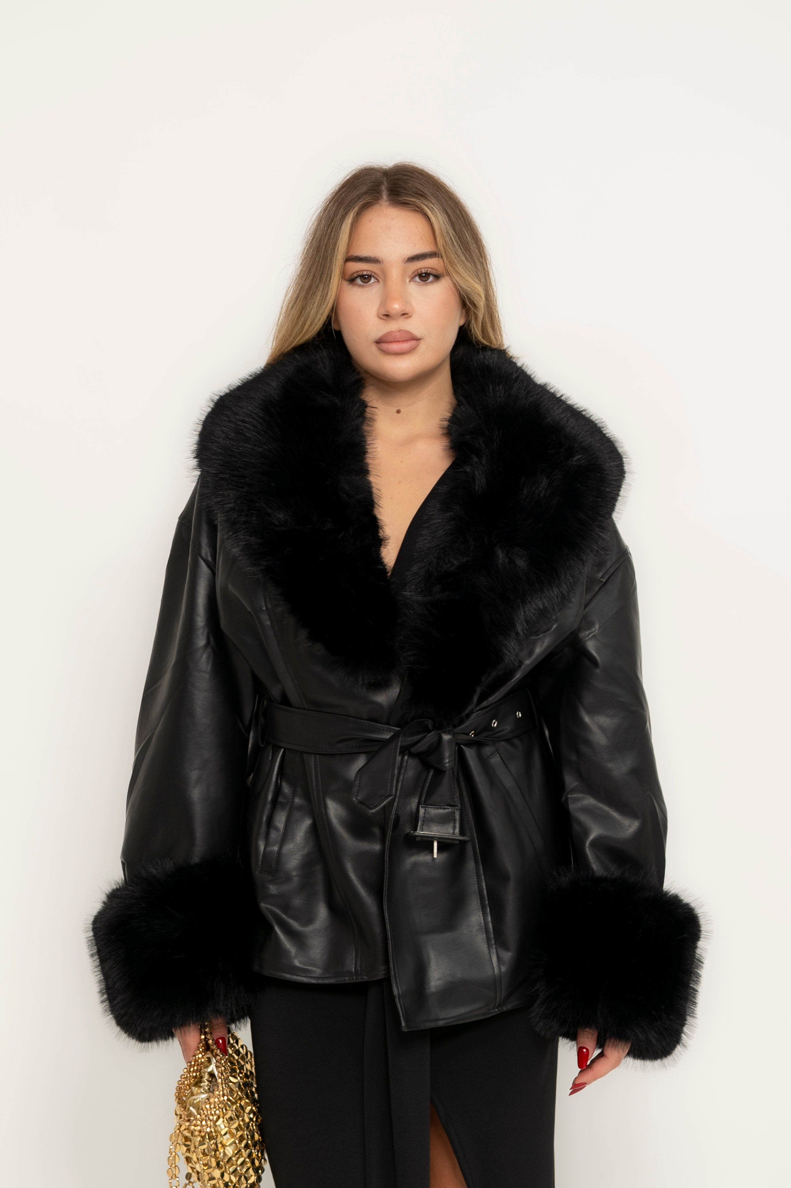 Giacca ecopelle e pelliccia