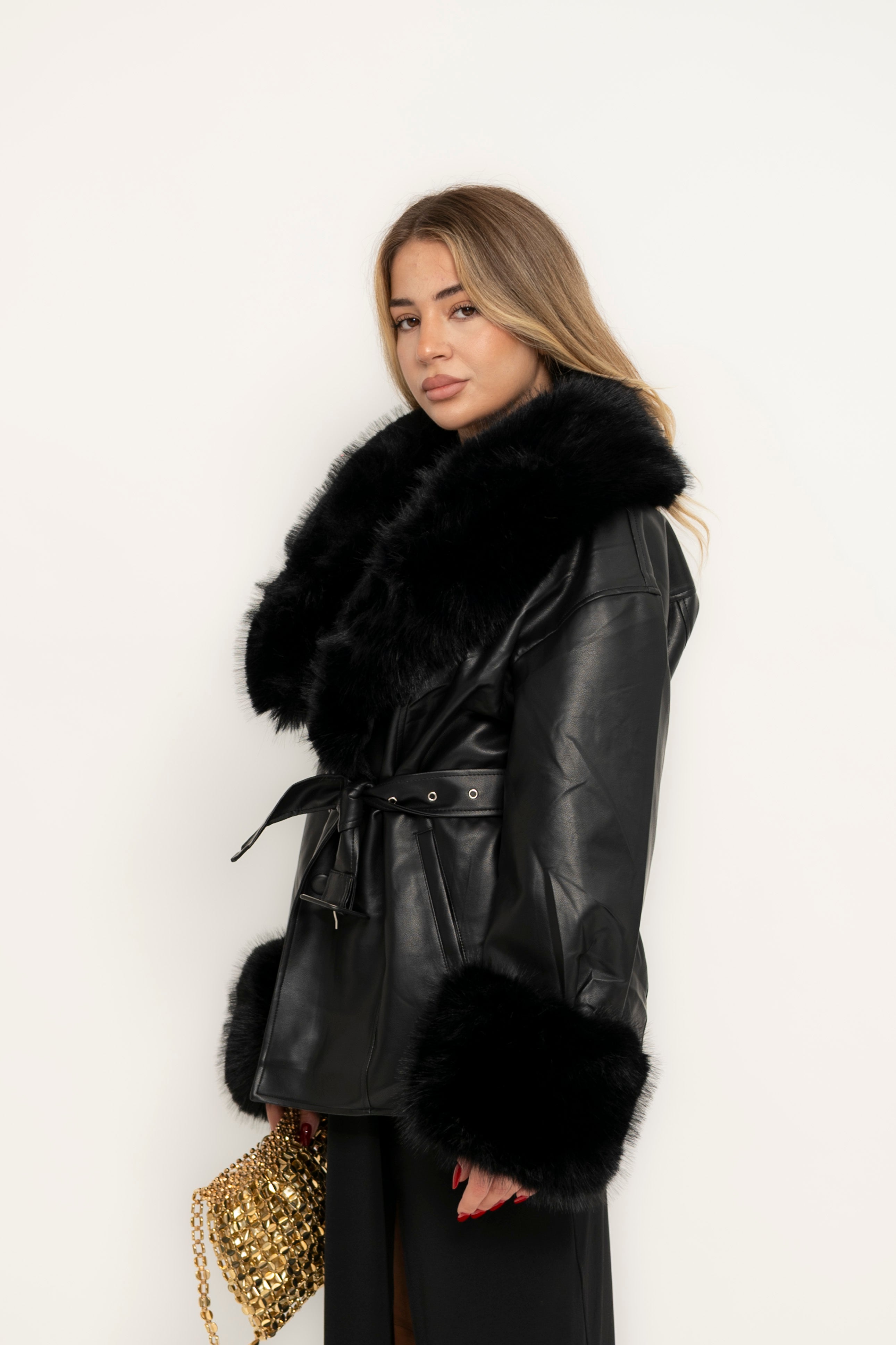 Giacca ecopelle e pelliccia