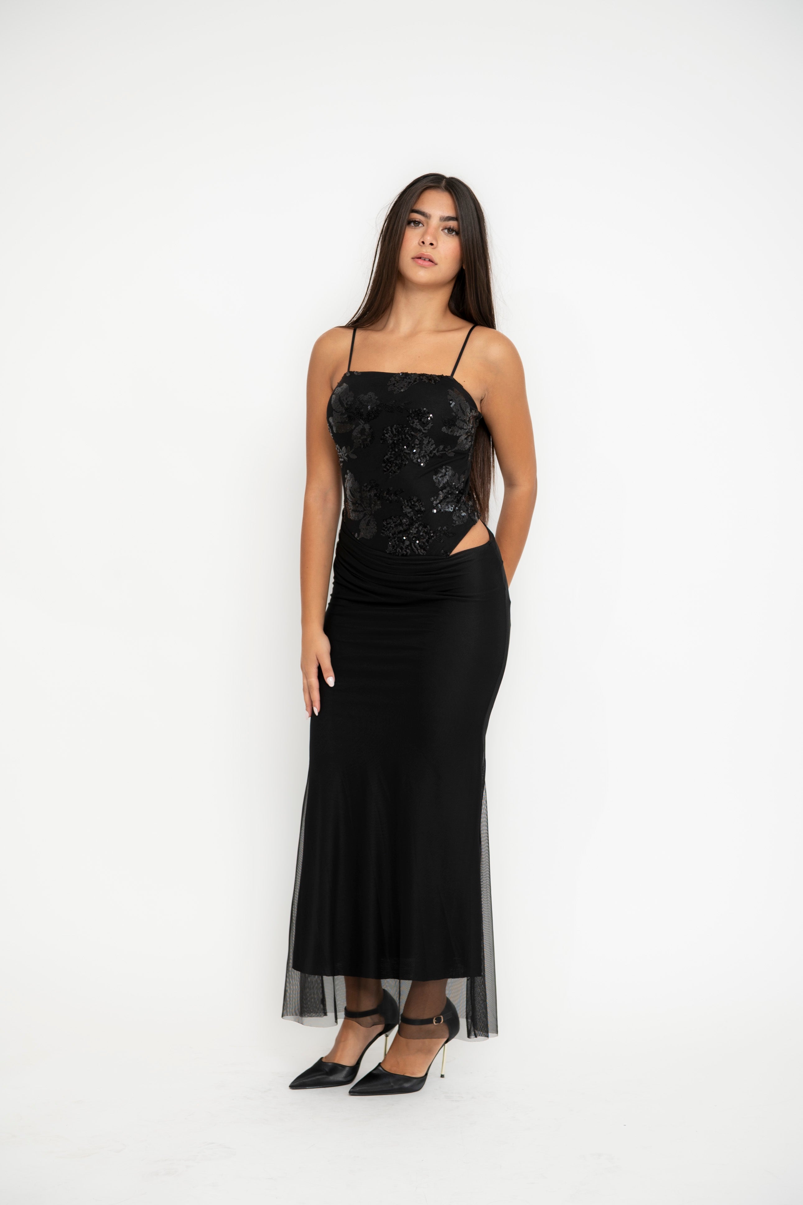 Abito fiore paillettes