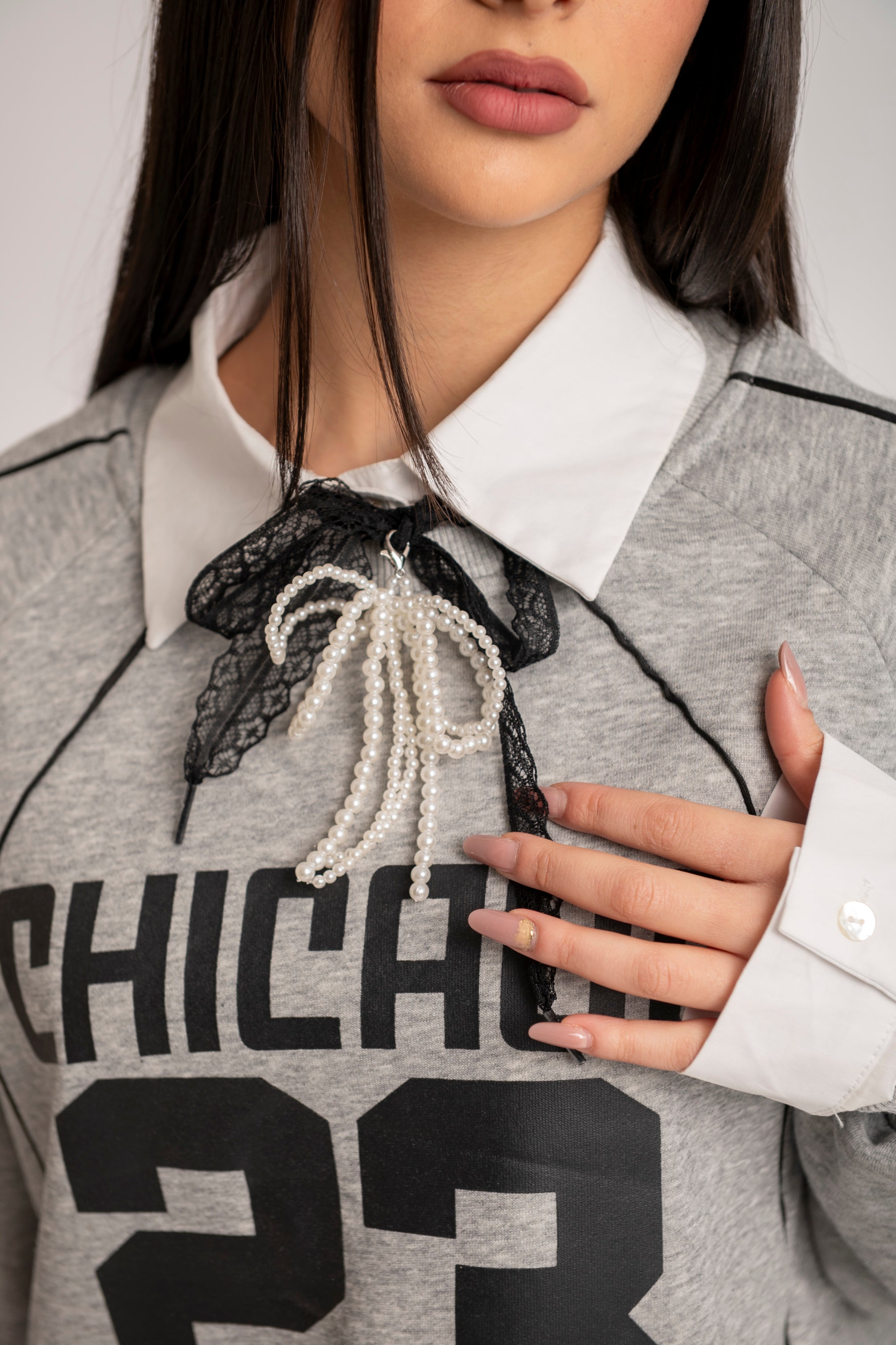 Choker merletto e perle