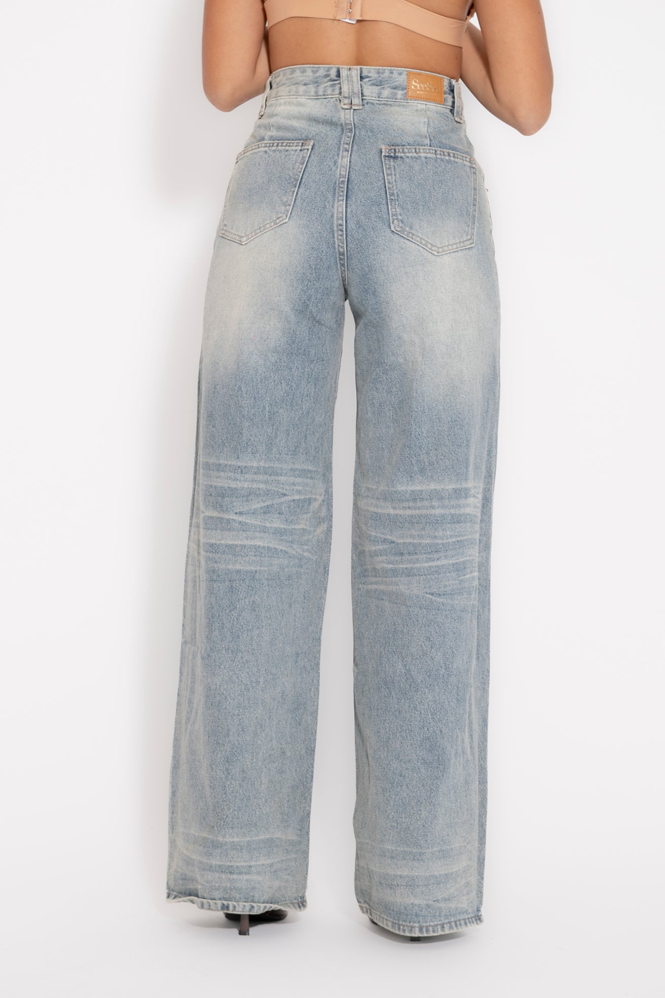 Jeans palazzo sfumato chiaro