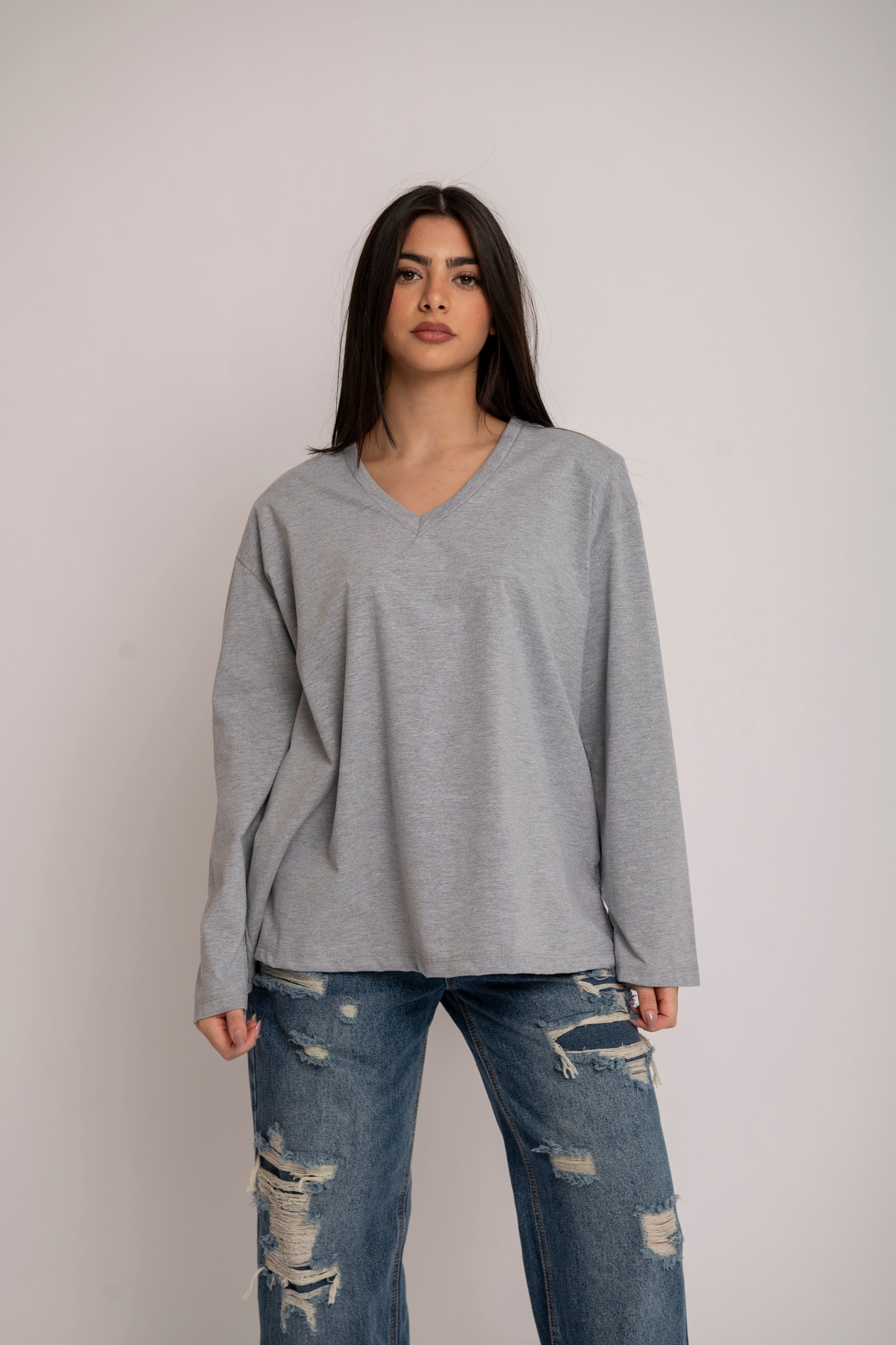 Long sleeve scollo a V