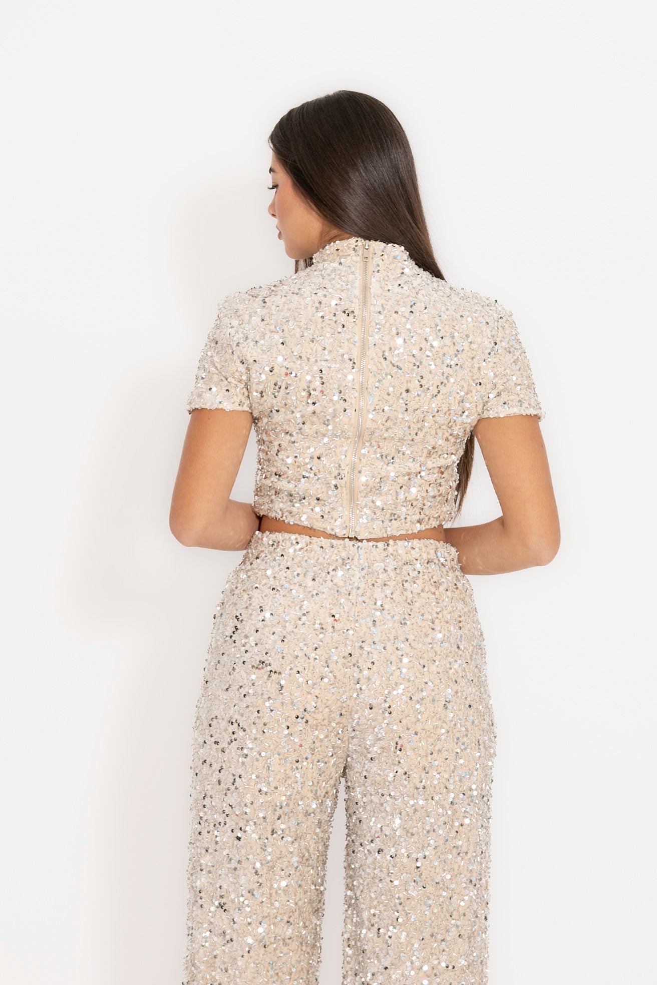 Maglia crop paillettes