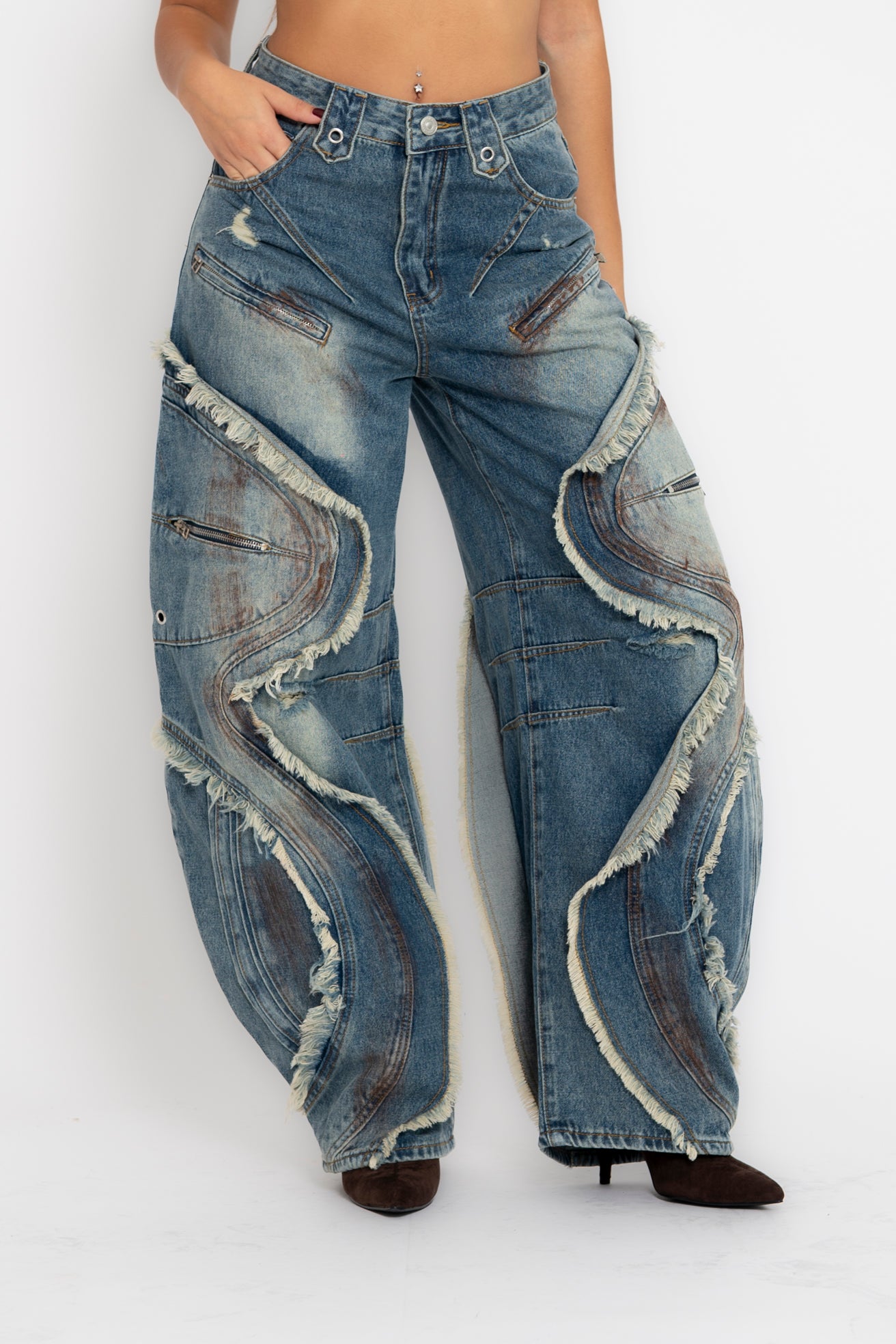 Jeans sfrangiato balloon