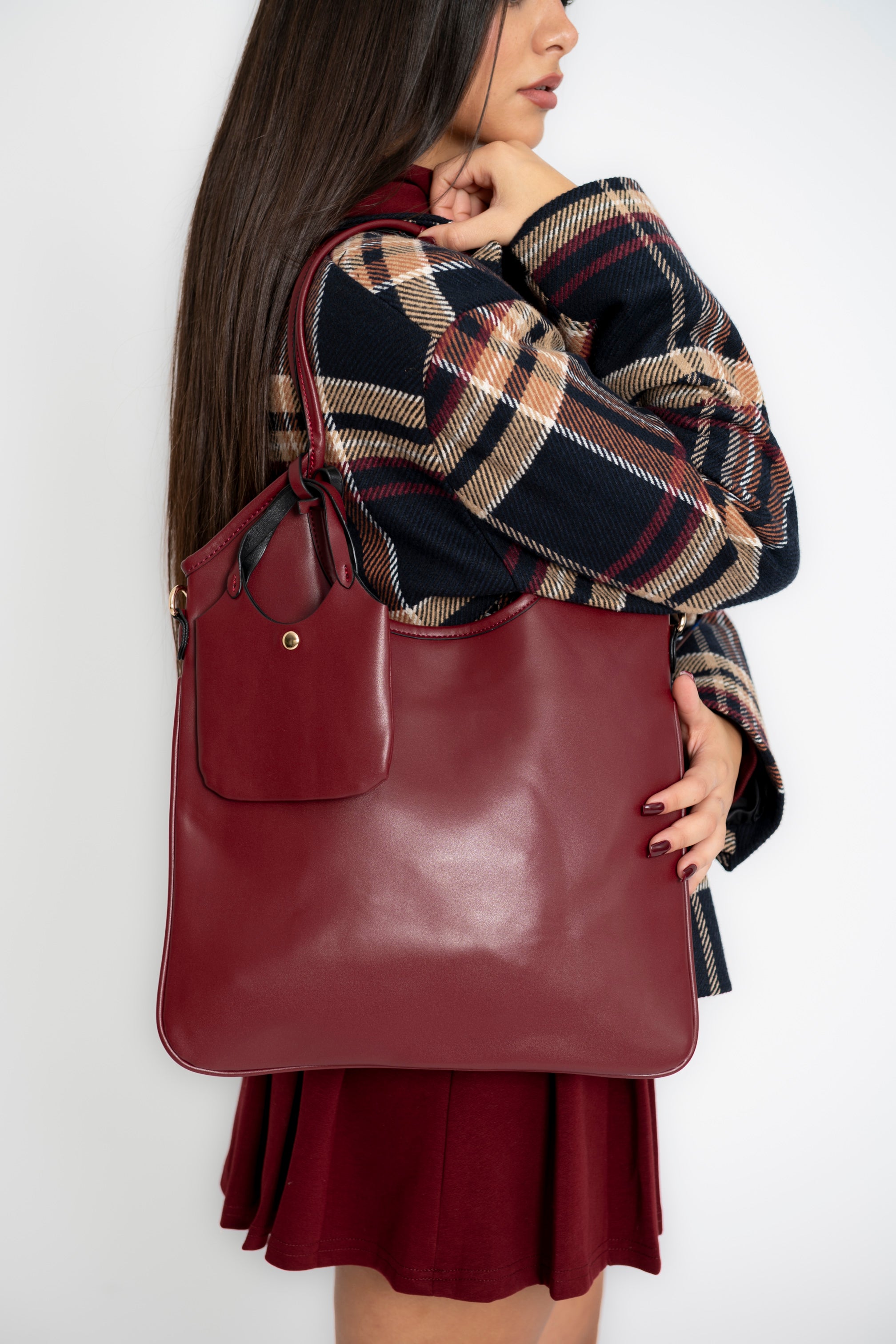 Borsa in ecopelle con mini bag