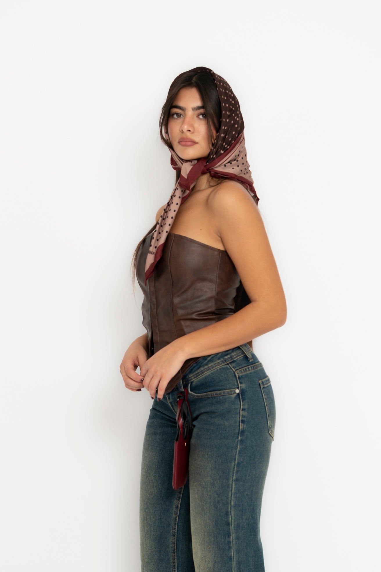 Corsetto in ecopelle brown