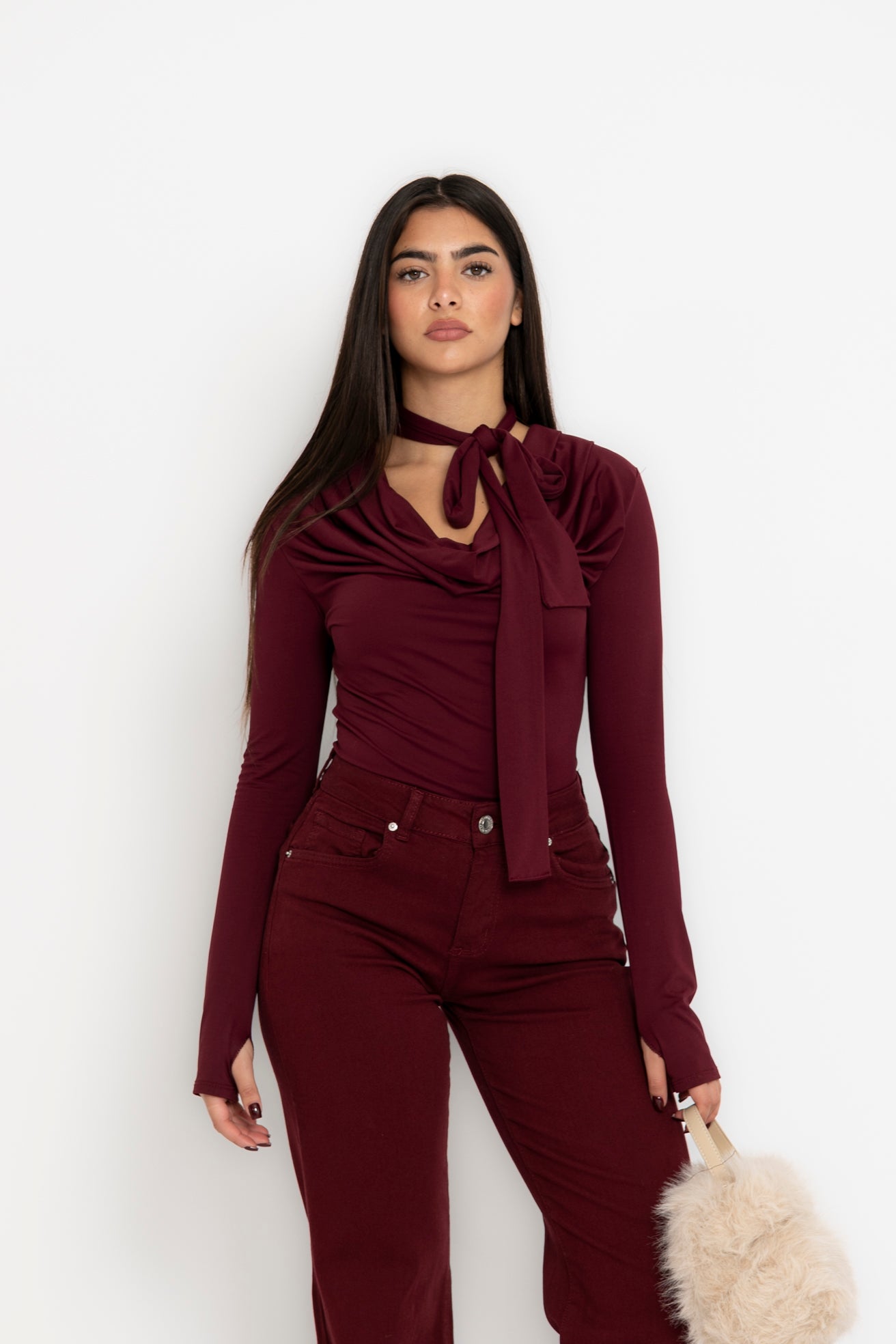 Maglia licra con fiocco