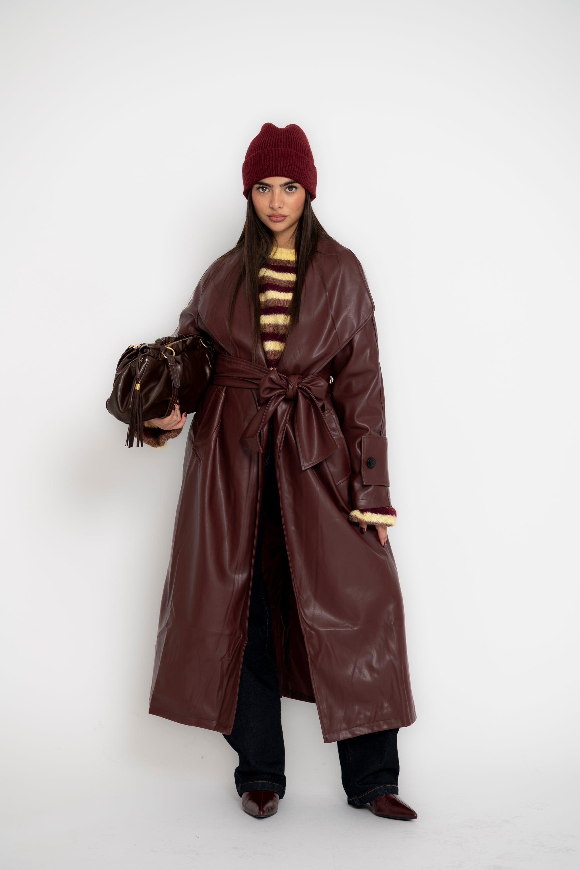 Trench in ecopelle bordeaux