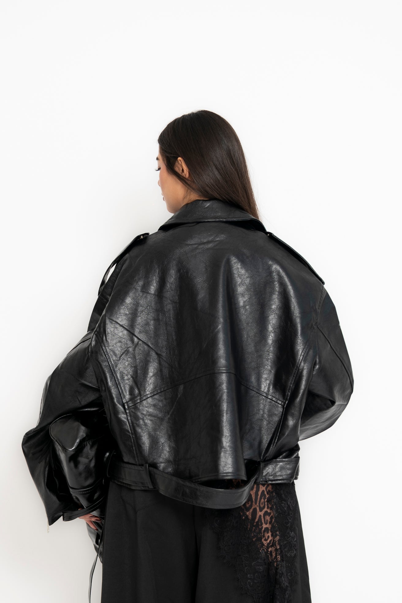 Chiodo con cintura in vita black