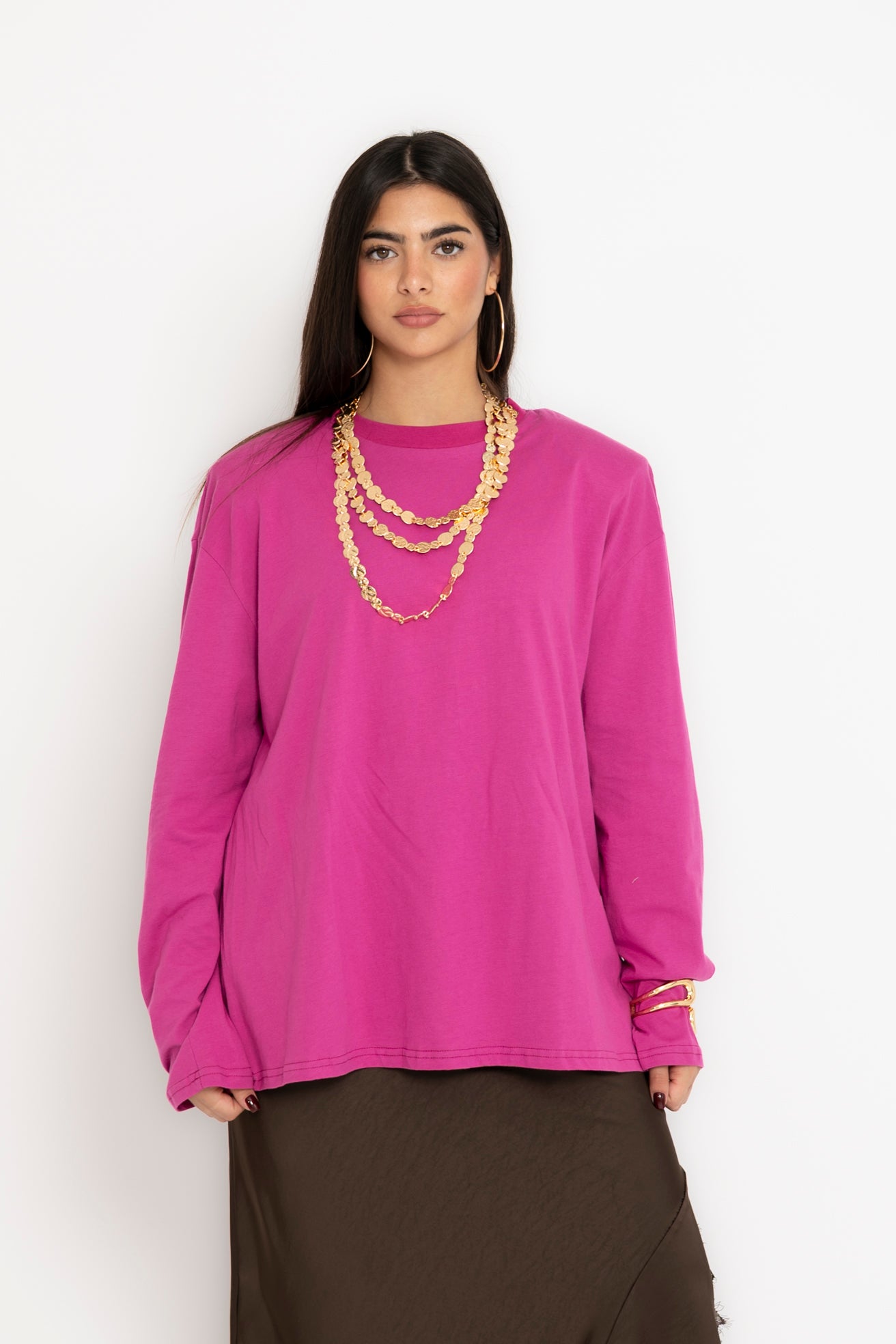 Maglia con spalline fucsia