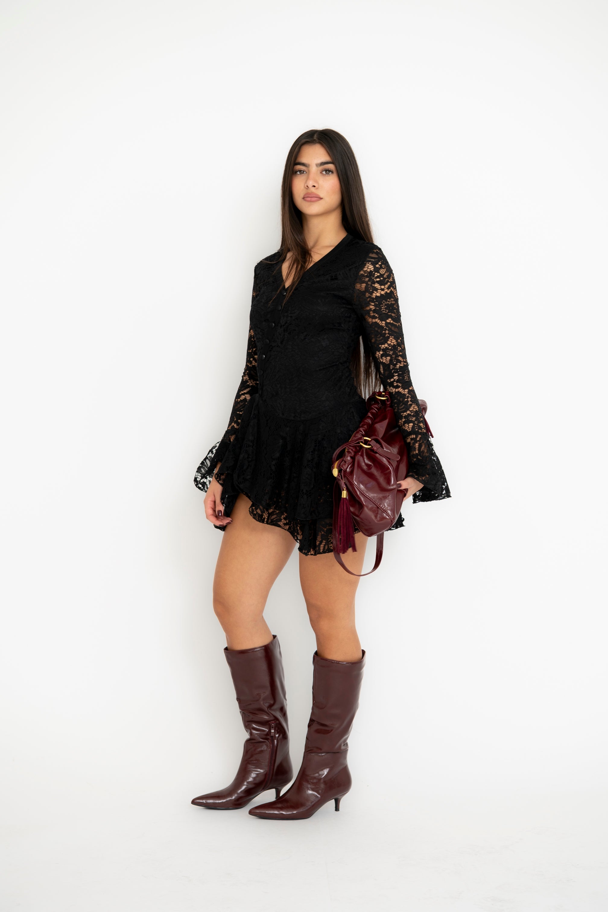 Tutina con rouches in pizzo