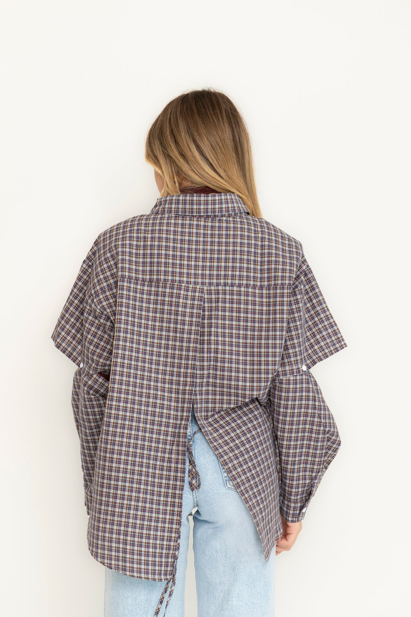 Camicia quadroni con aperture blu