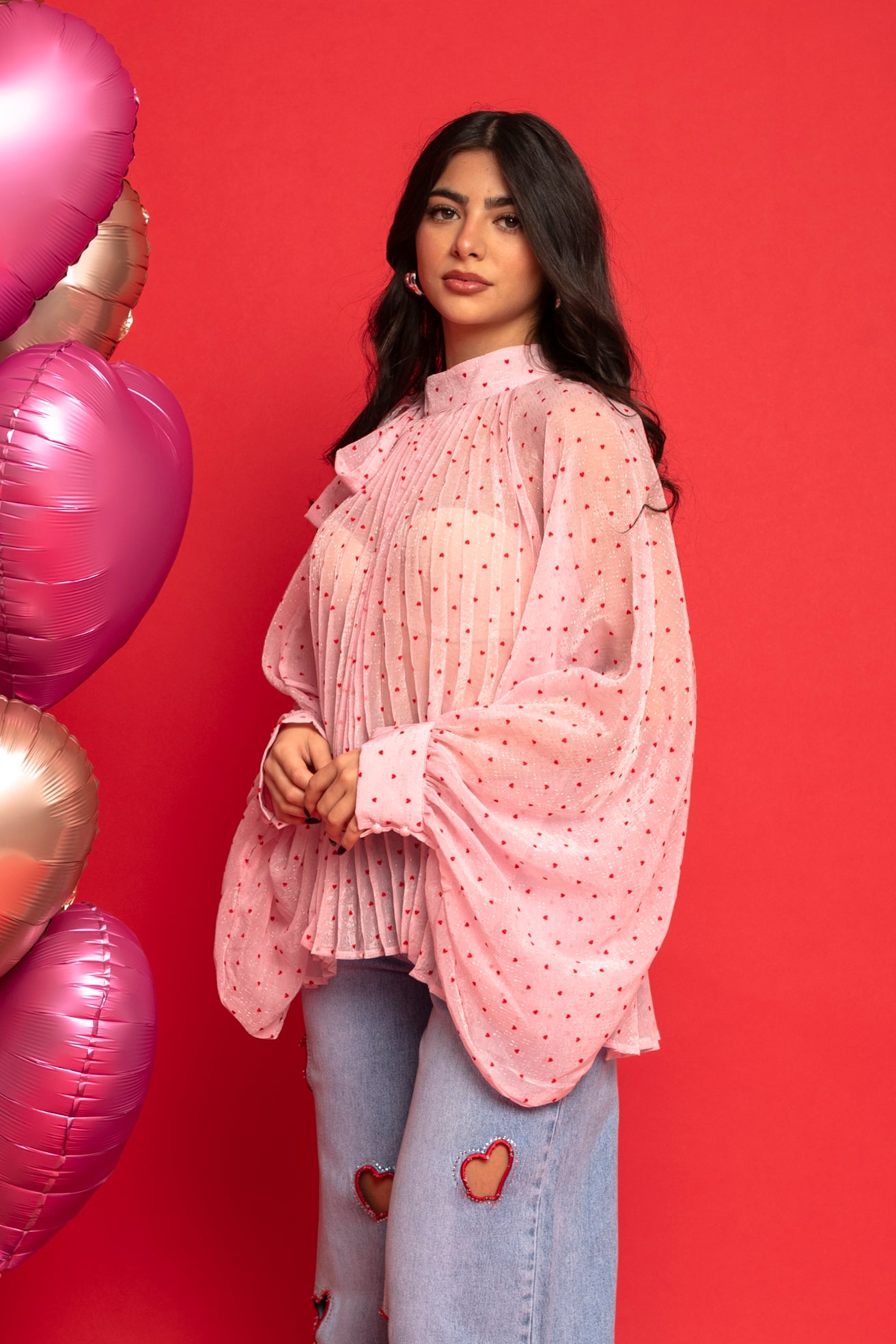 Camicia plissé cuori