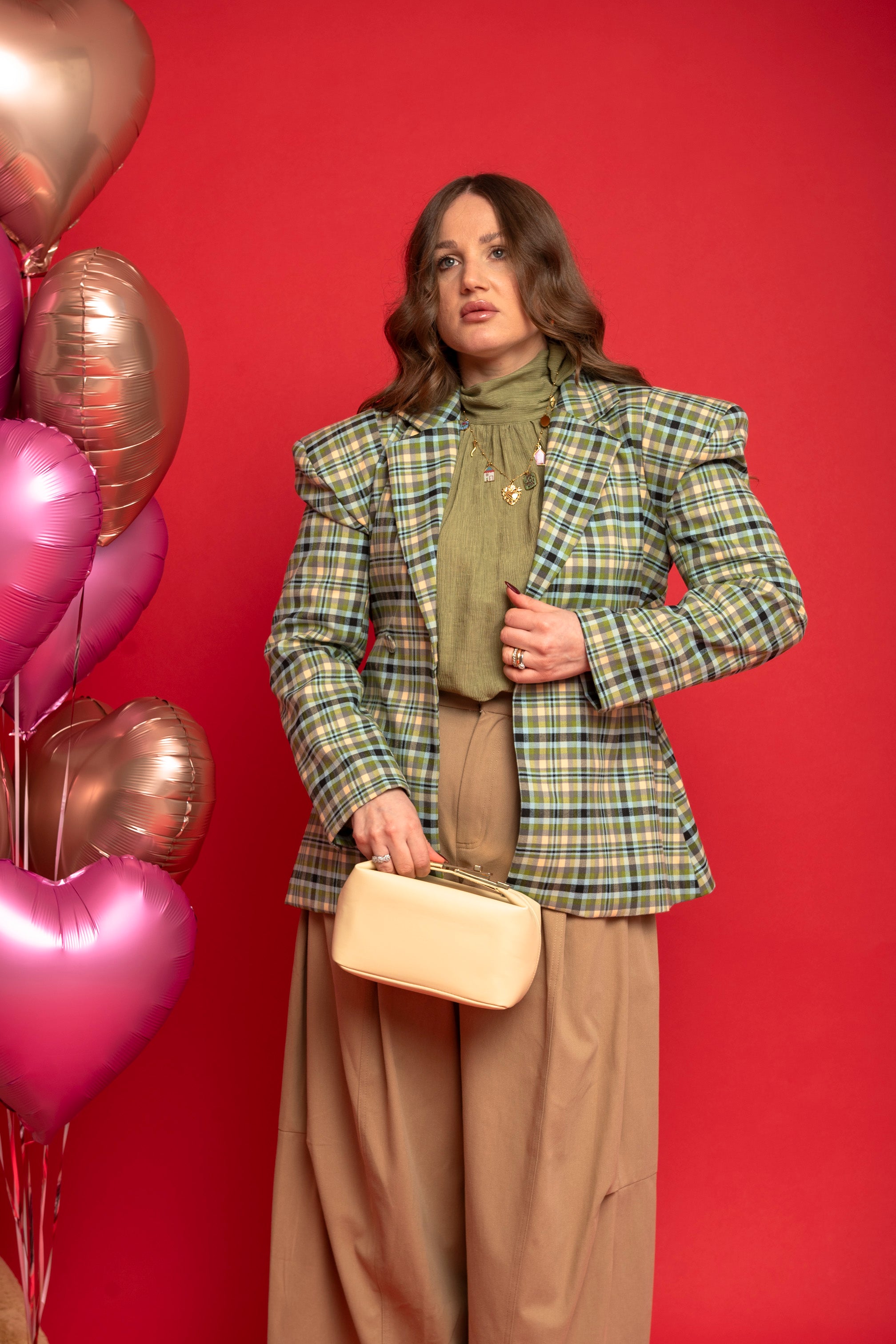 Giacca avvitata a quadri verde