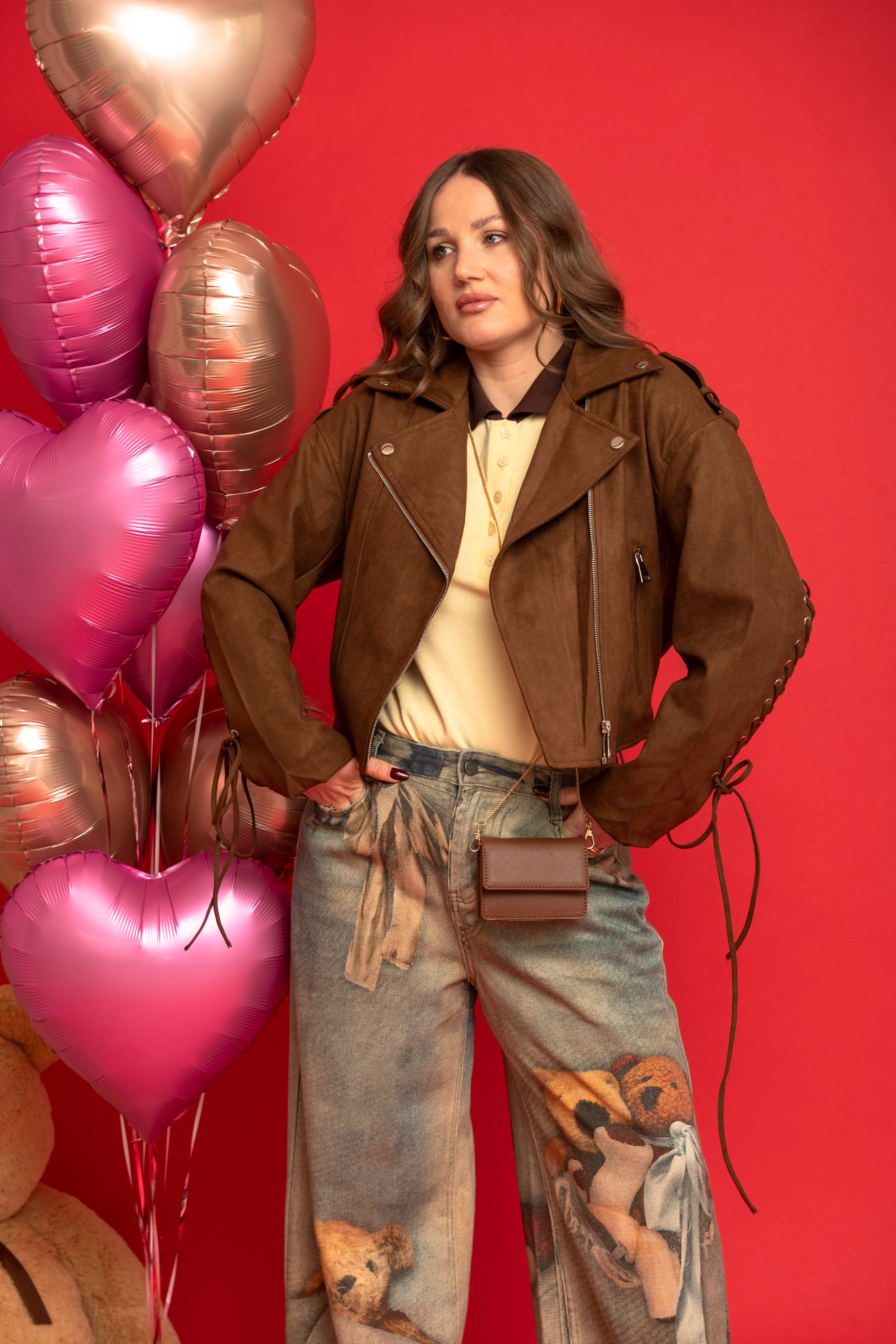 Giacca in camoscio con stringhe