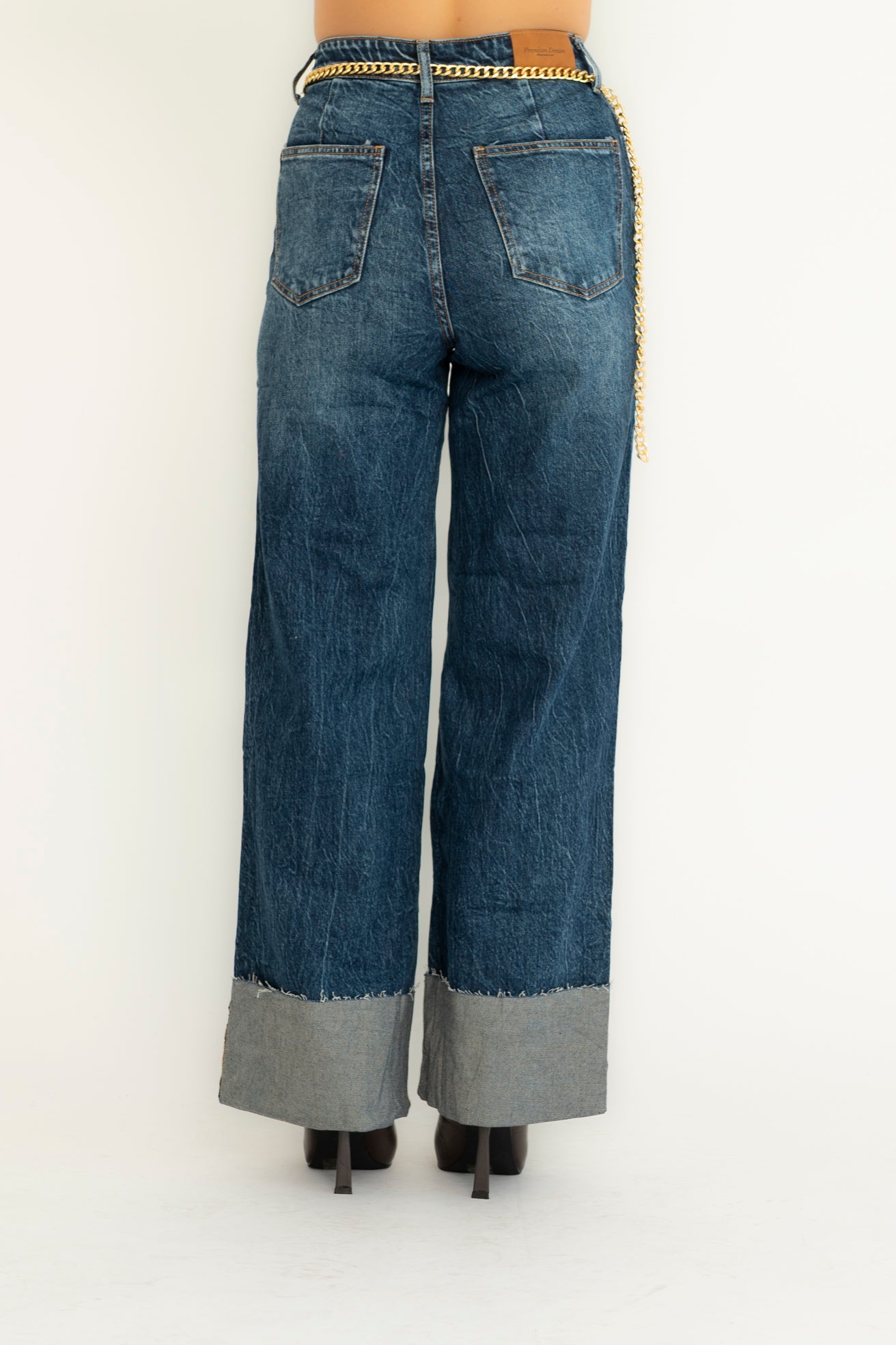 Jeans palazzo effetto piegone