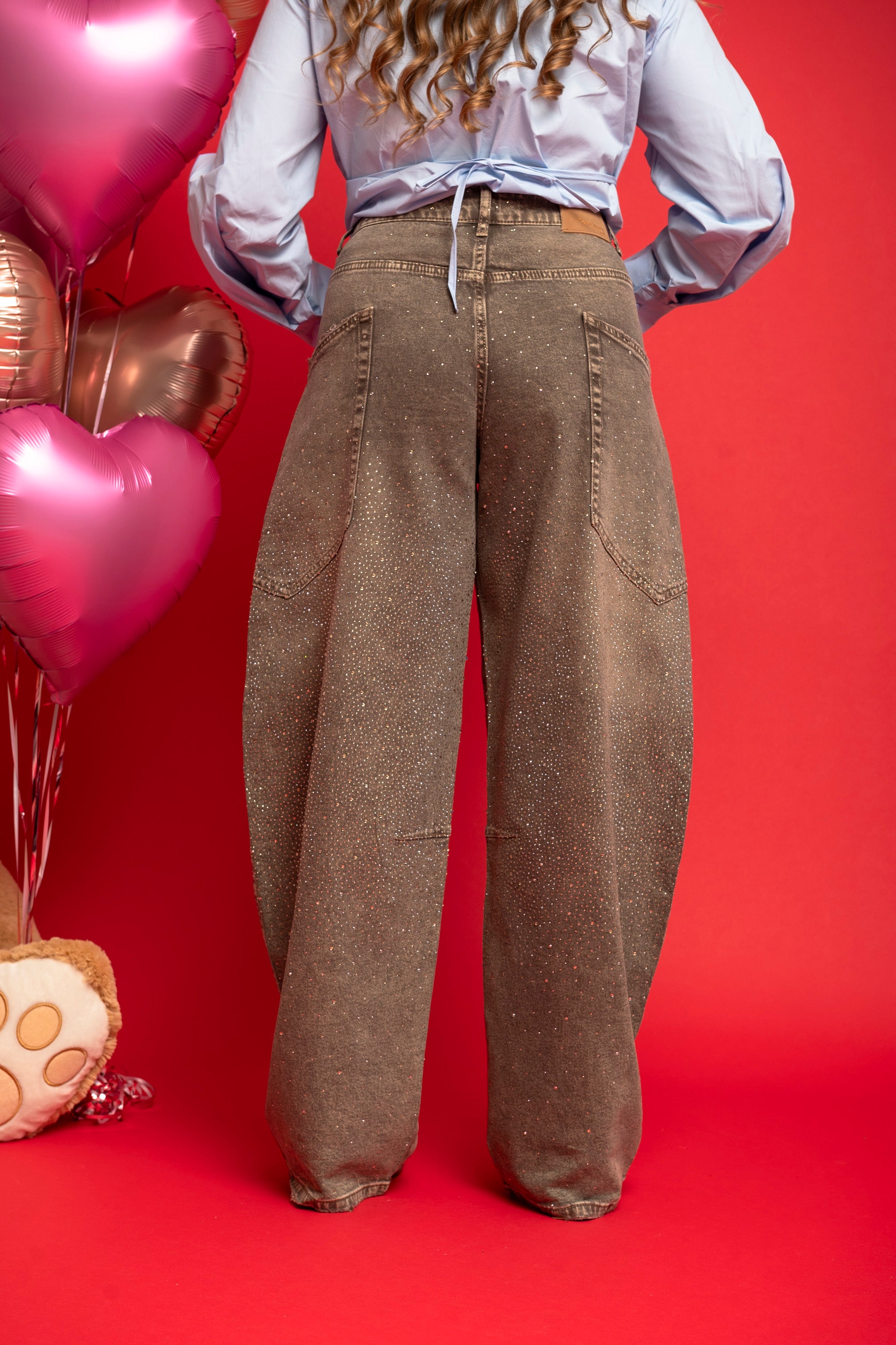 Jeans ballon strass fango