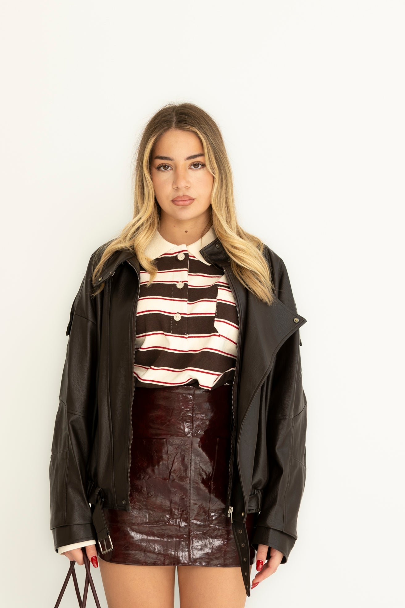 Giubbino in ecopelle brown