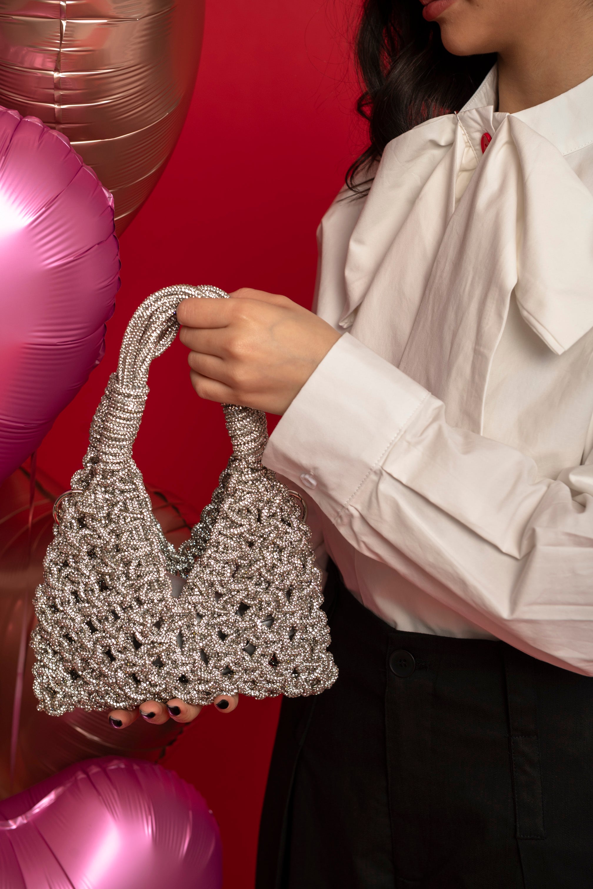 Borsa crochet strass
