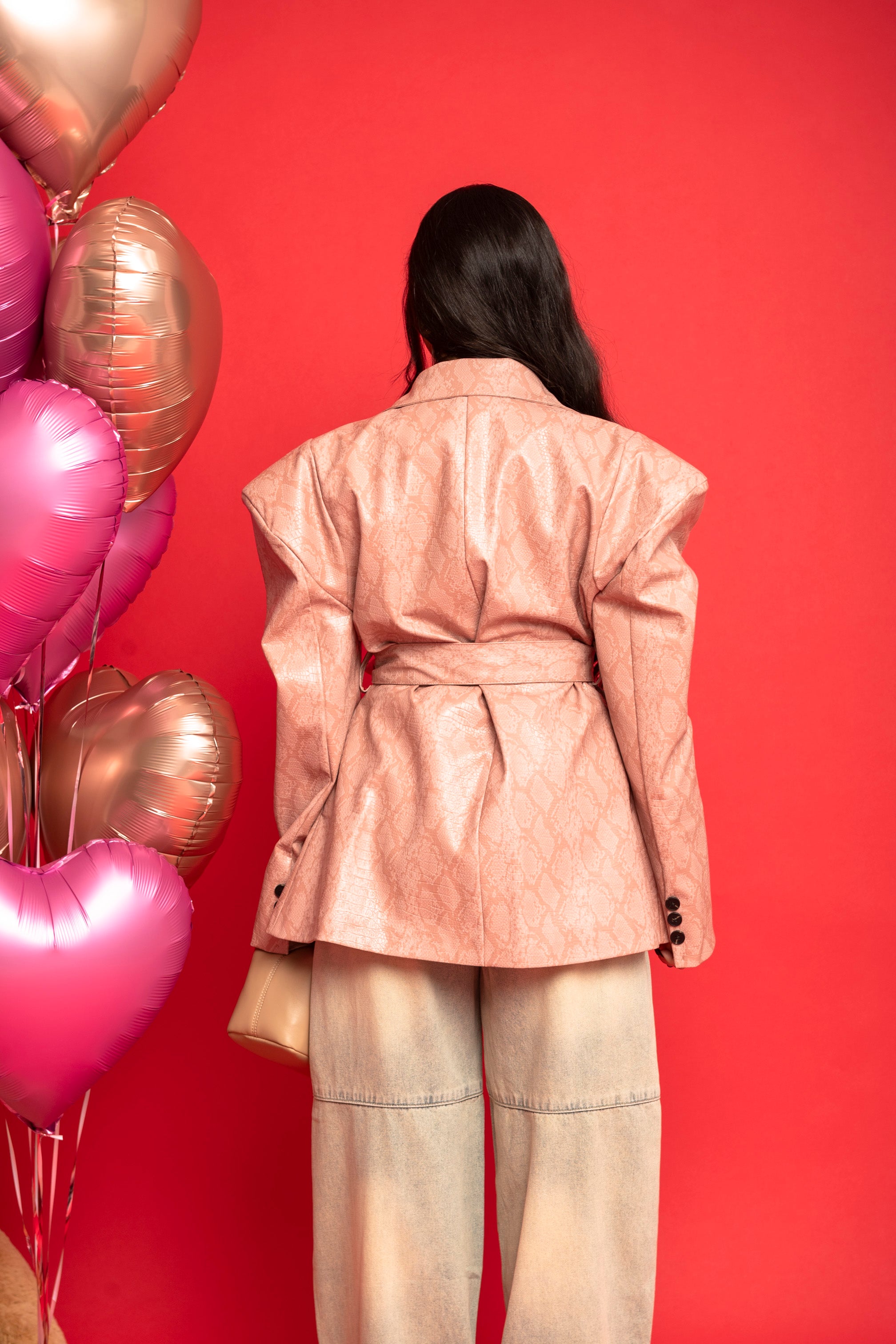 Giacca ecopelle pitonata