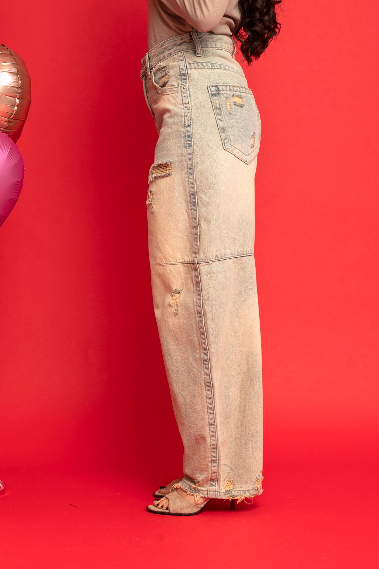 Jeans ballon sabbiato chiaro