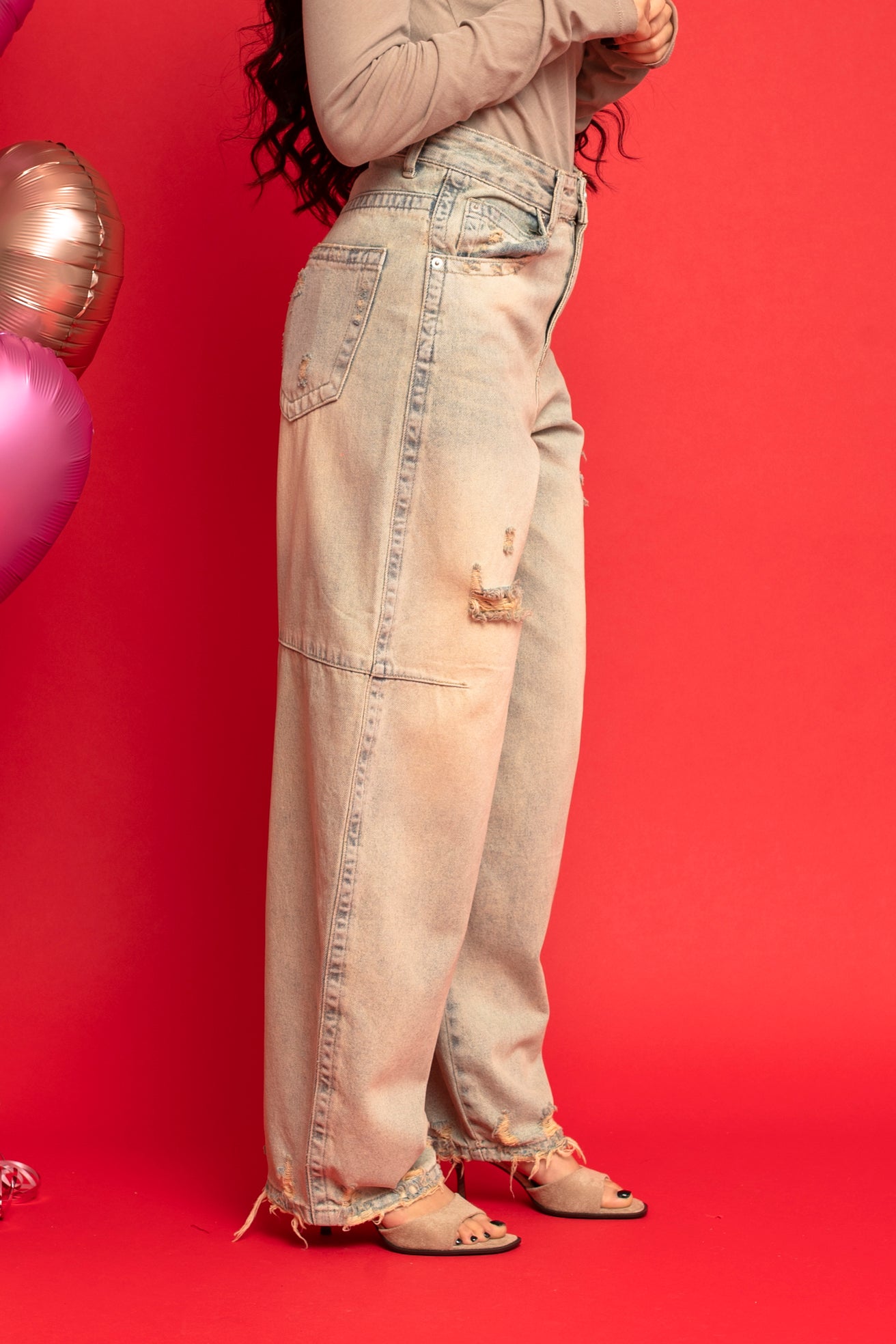 Jeans ballon sabbiato chiaro