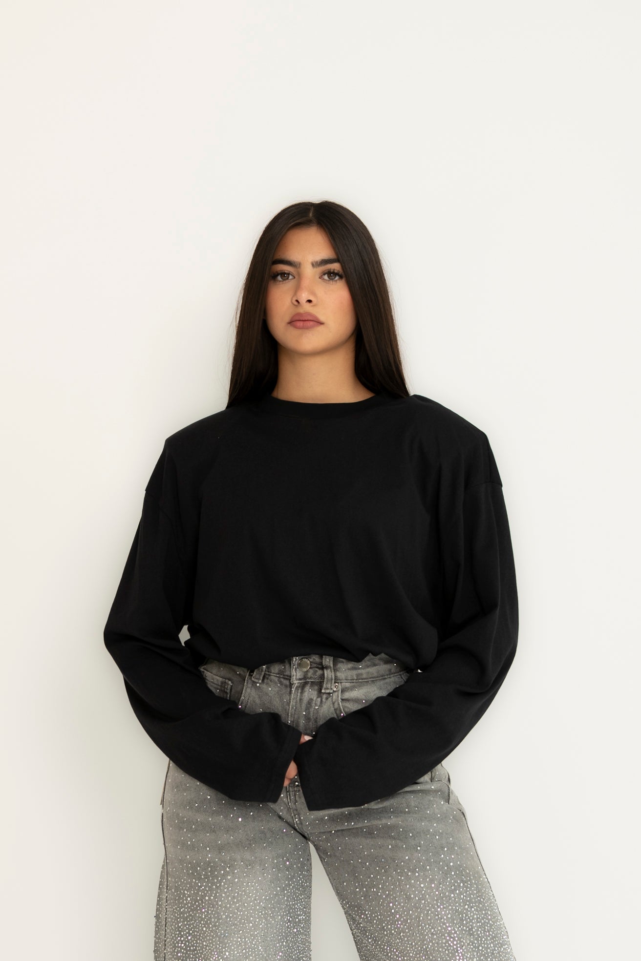 Maglia con spalline manica lunga