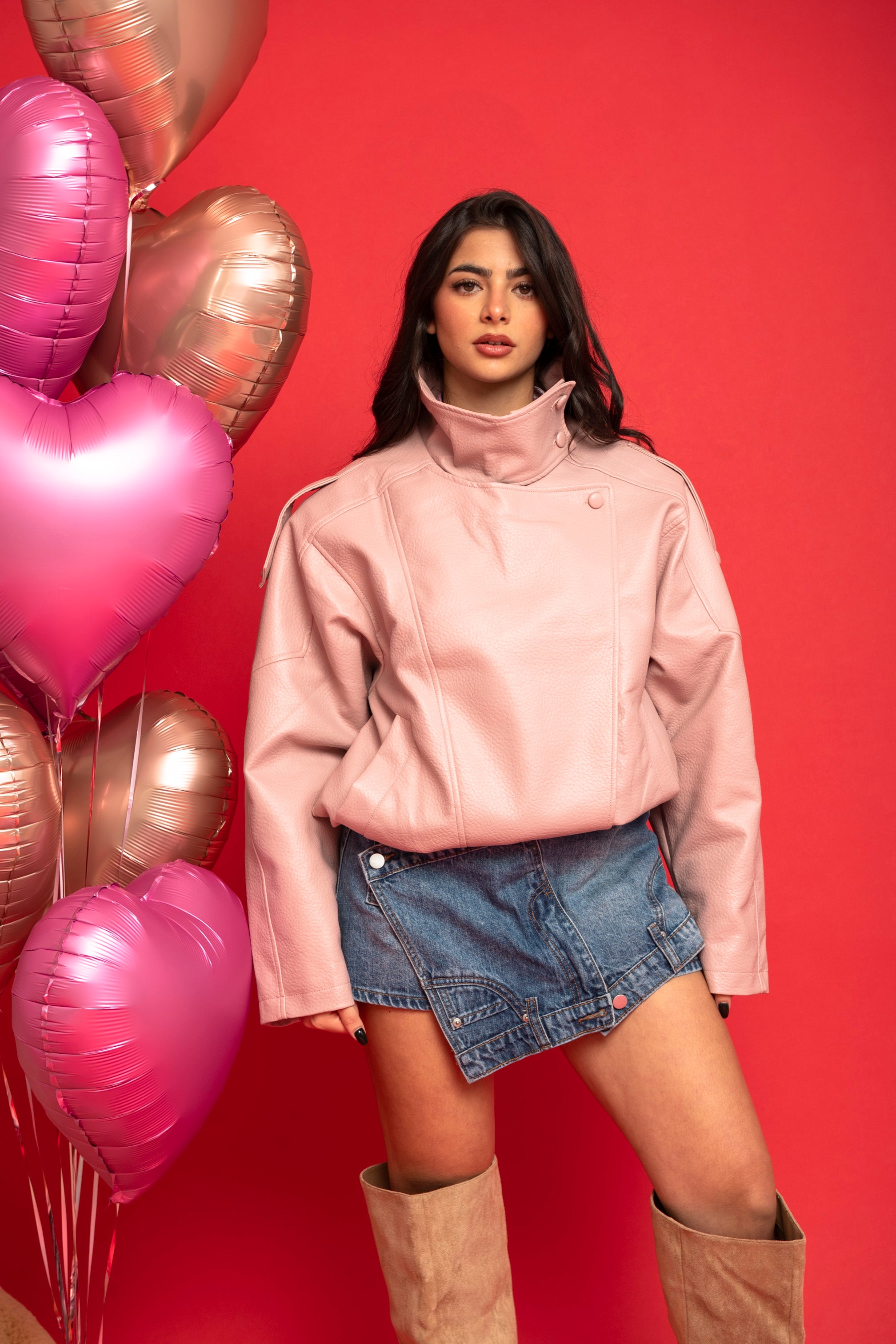 Bomber in ecopelle collo alto