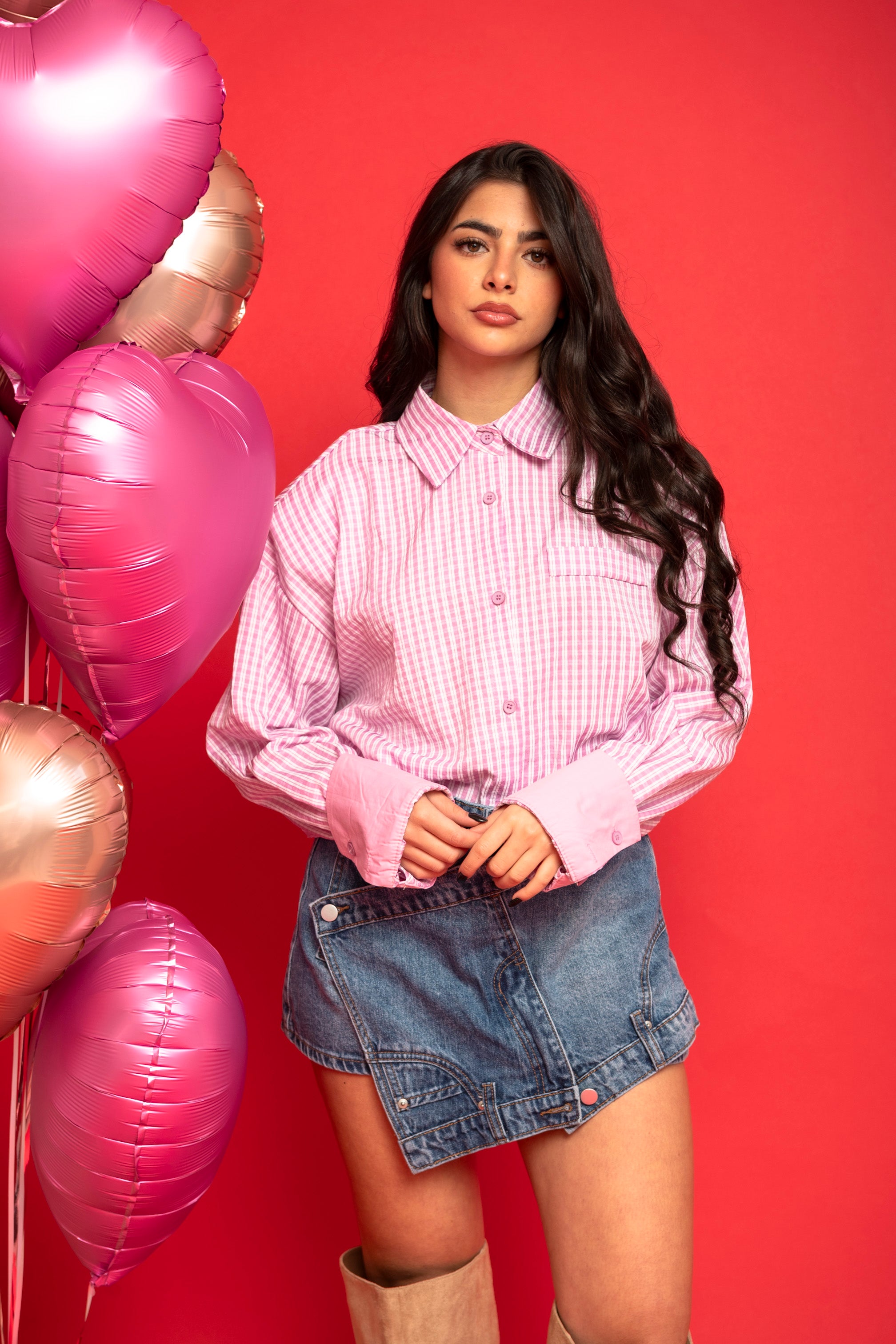 Camicia a quadri pink