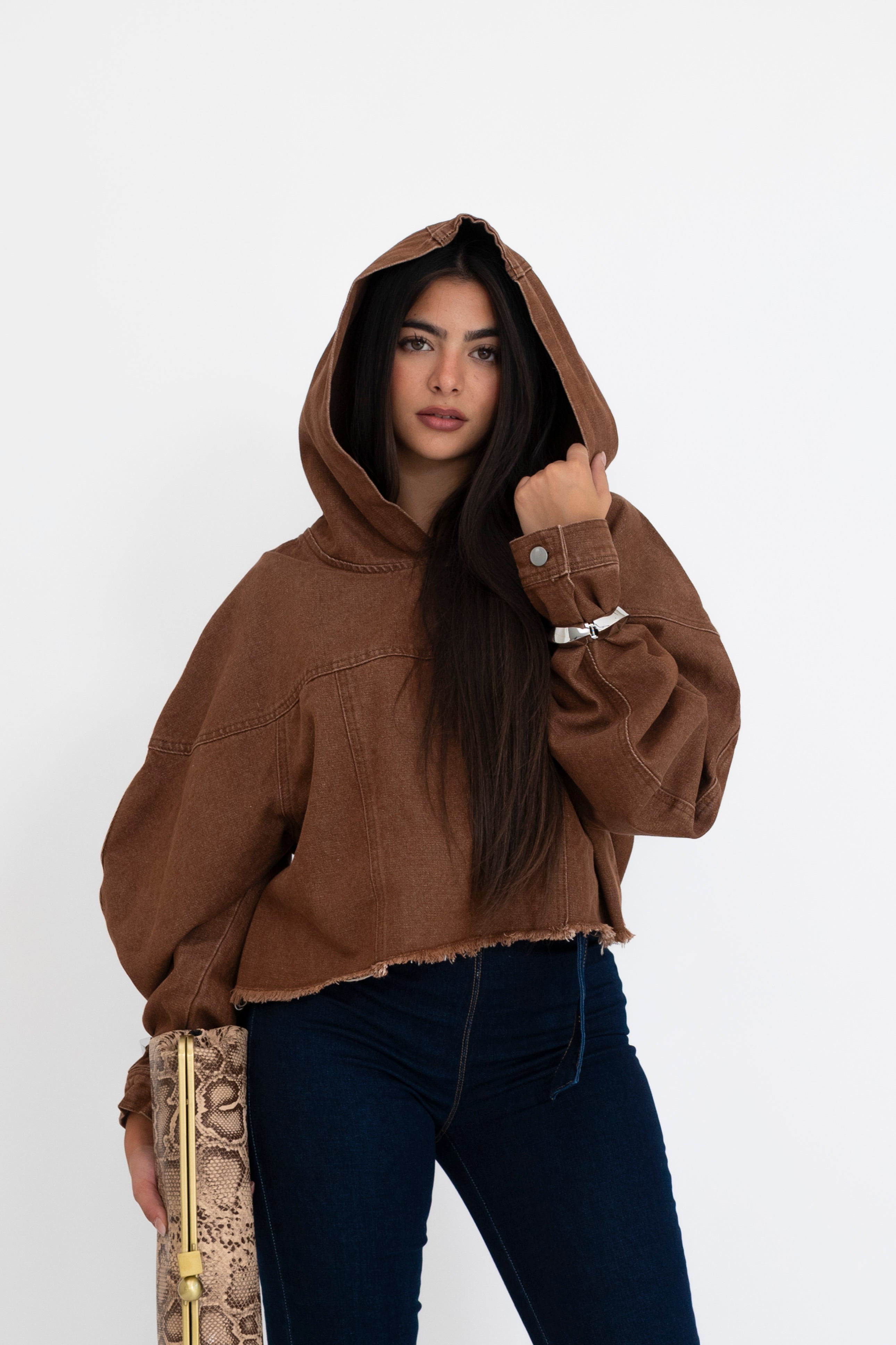 Felpa crop denim