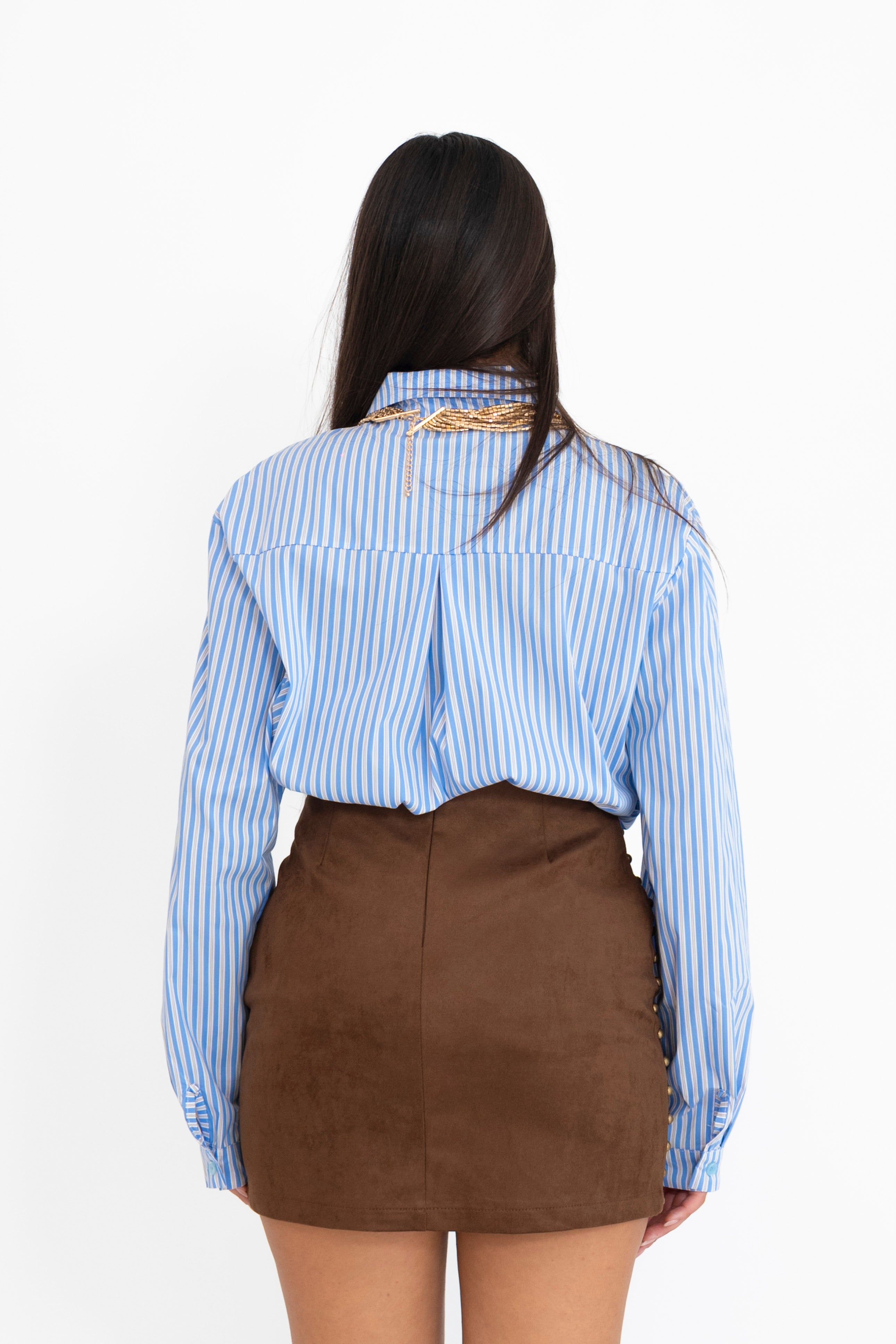 Camicia a righe celeste