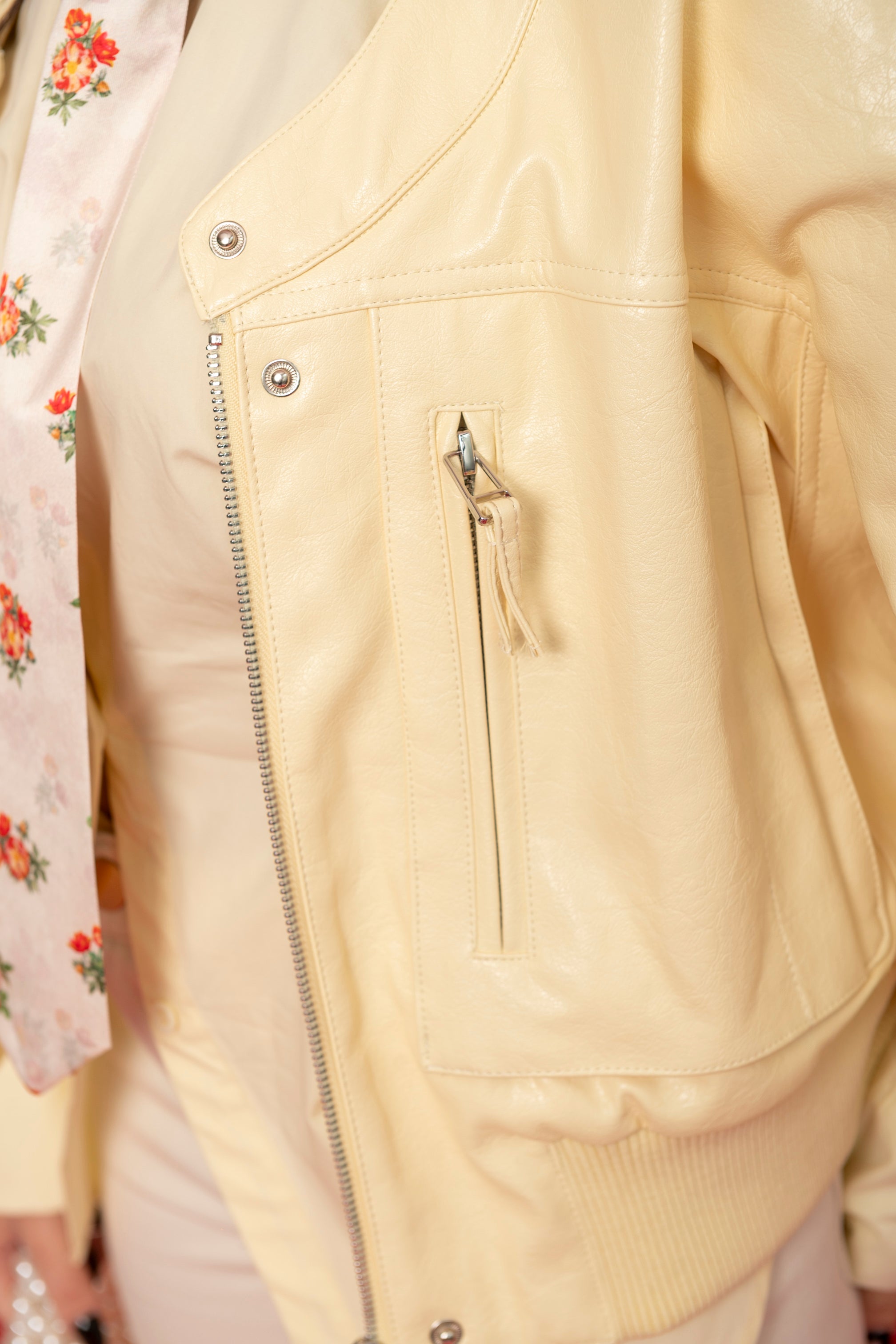 Bomber crop ecopelle yellow