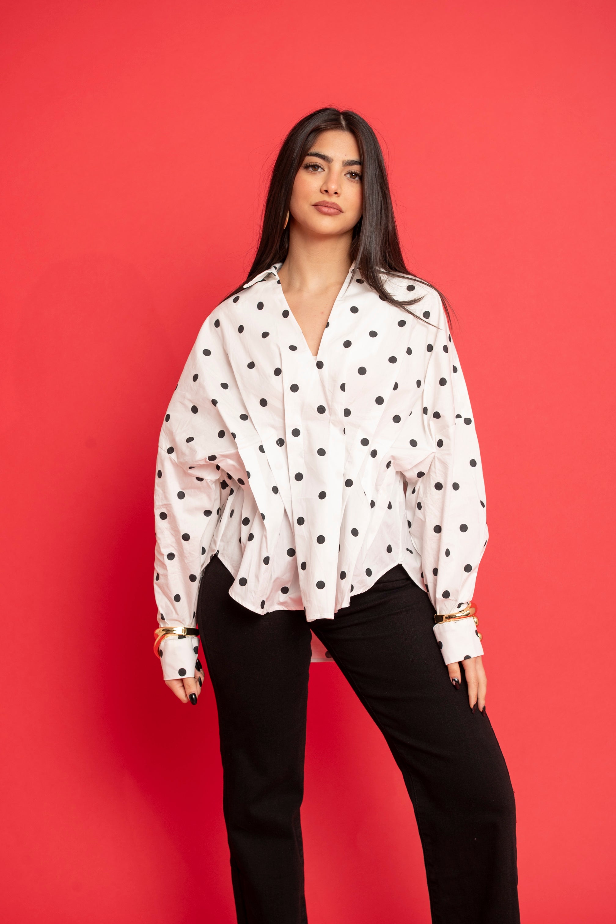 Camicia con arriccio pois